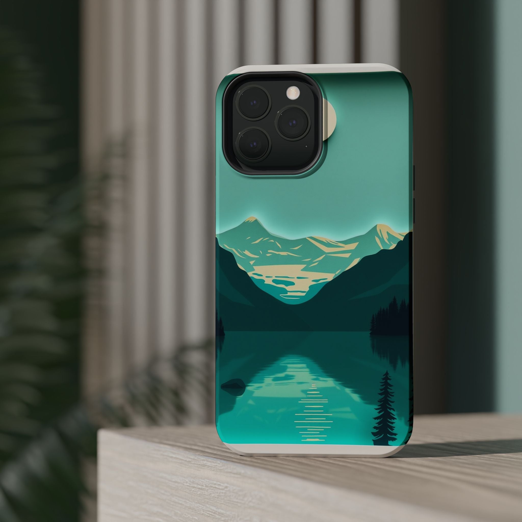 iPhone Glacier Lake Paper Cut Art Bold Modern Everyday Snap Case · iPhone Case