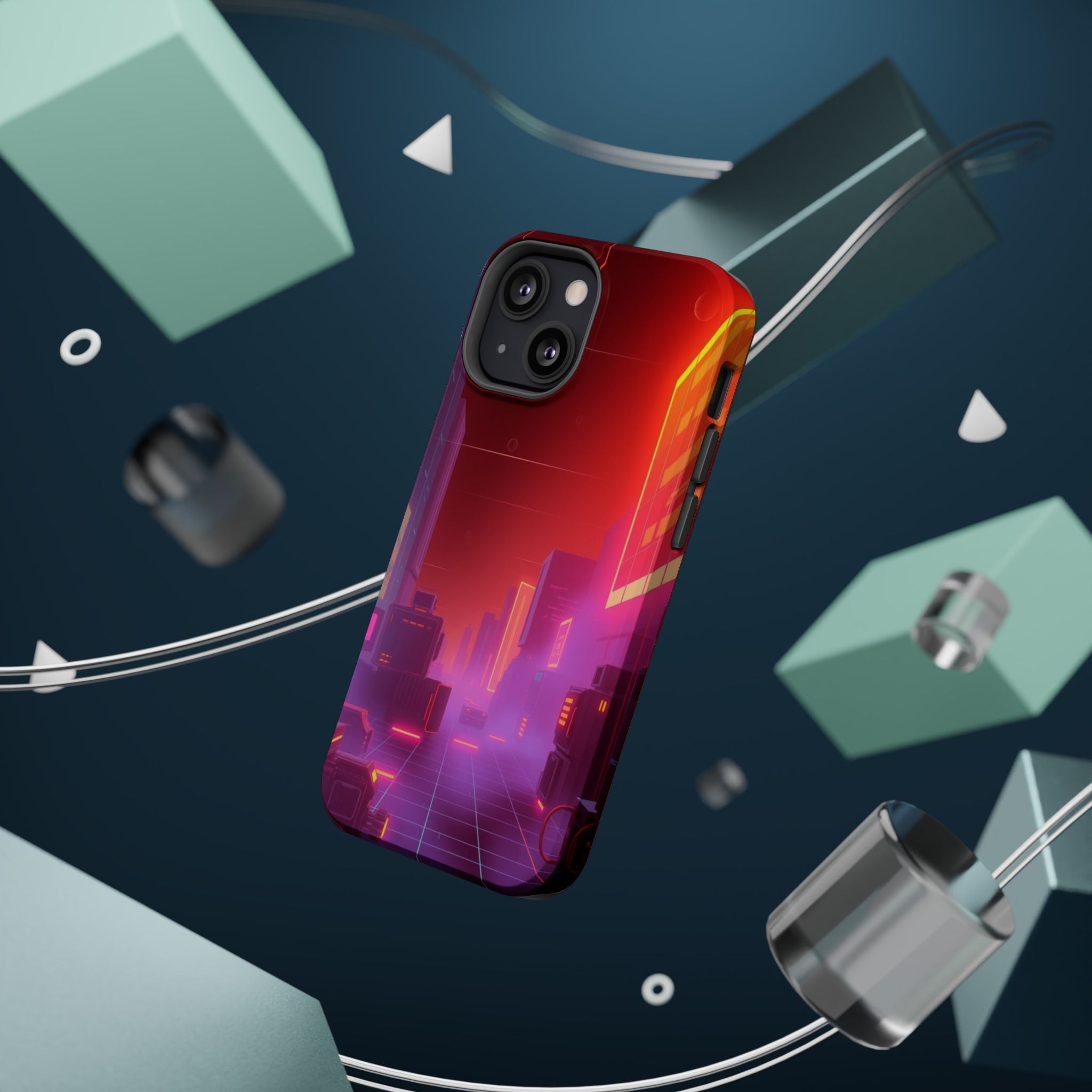 iPhone Dreamy 80s Grid Synthwave Design Slim Everyday Designer Case · iPhone Cas