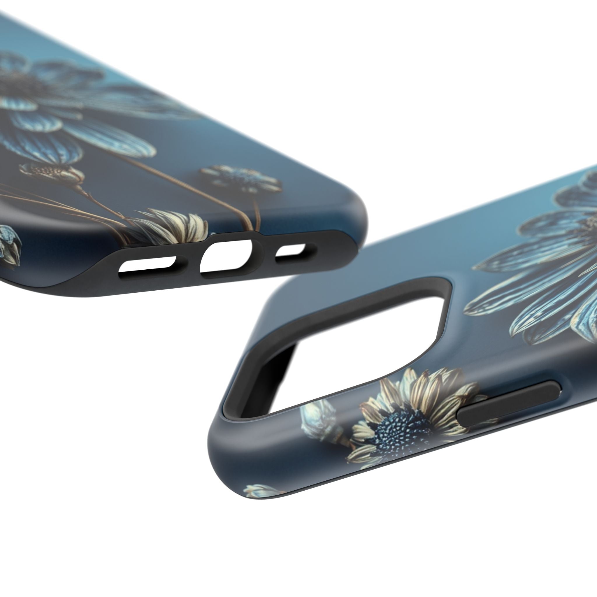 iPhone Midnight Blue And Silver Dried Flower Flat Lay iPhone 15 · iPhone Case
