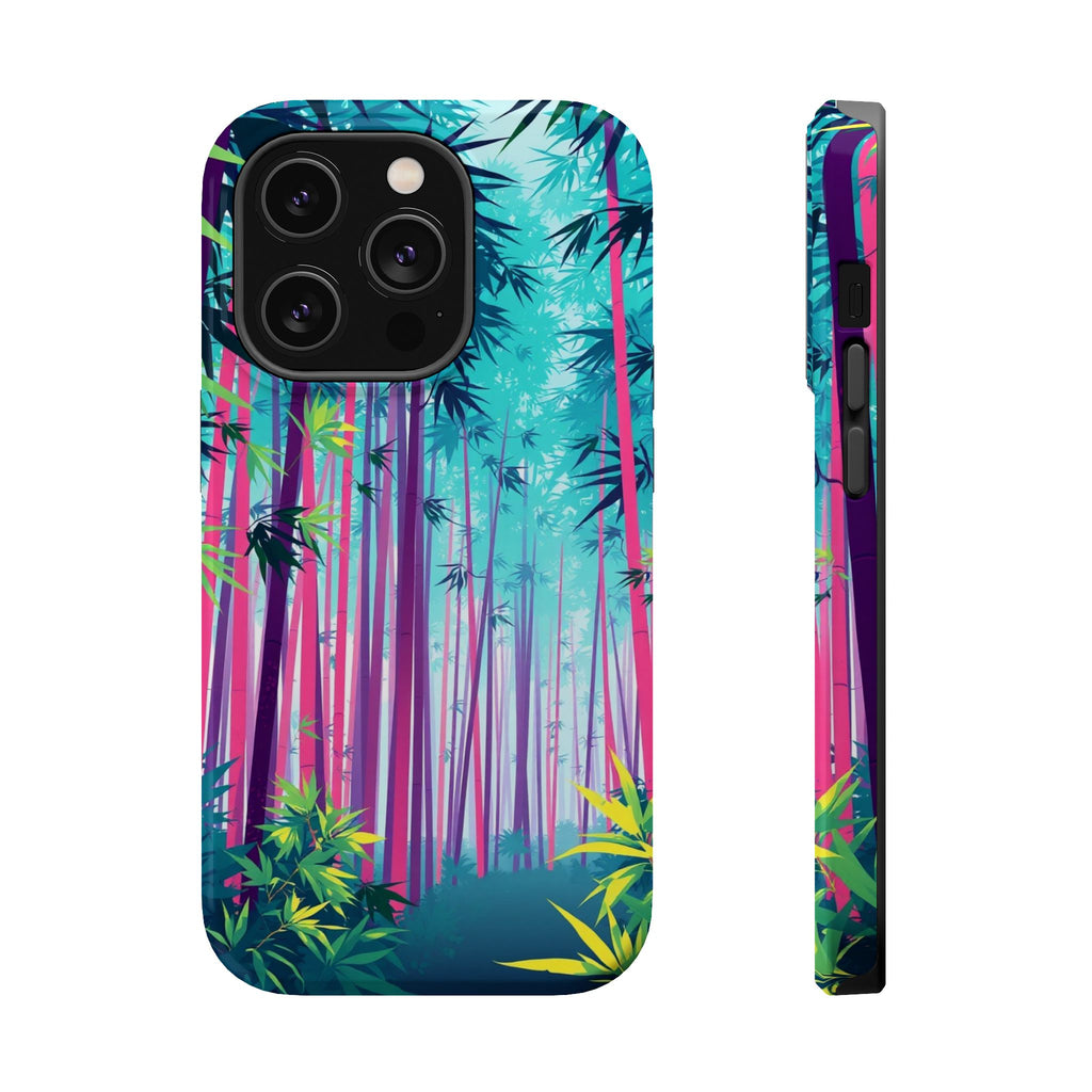 iPhone Cyan And Magenta Bamboo Grove Slim Everyday Designer Case · iPhone Case