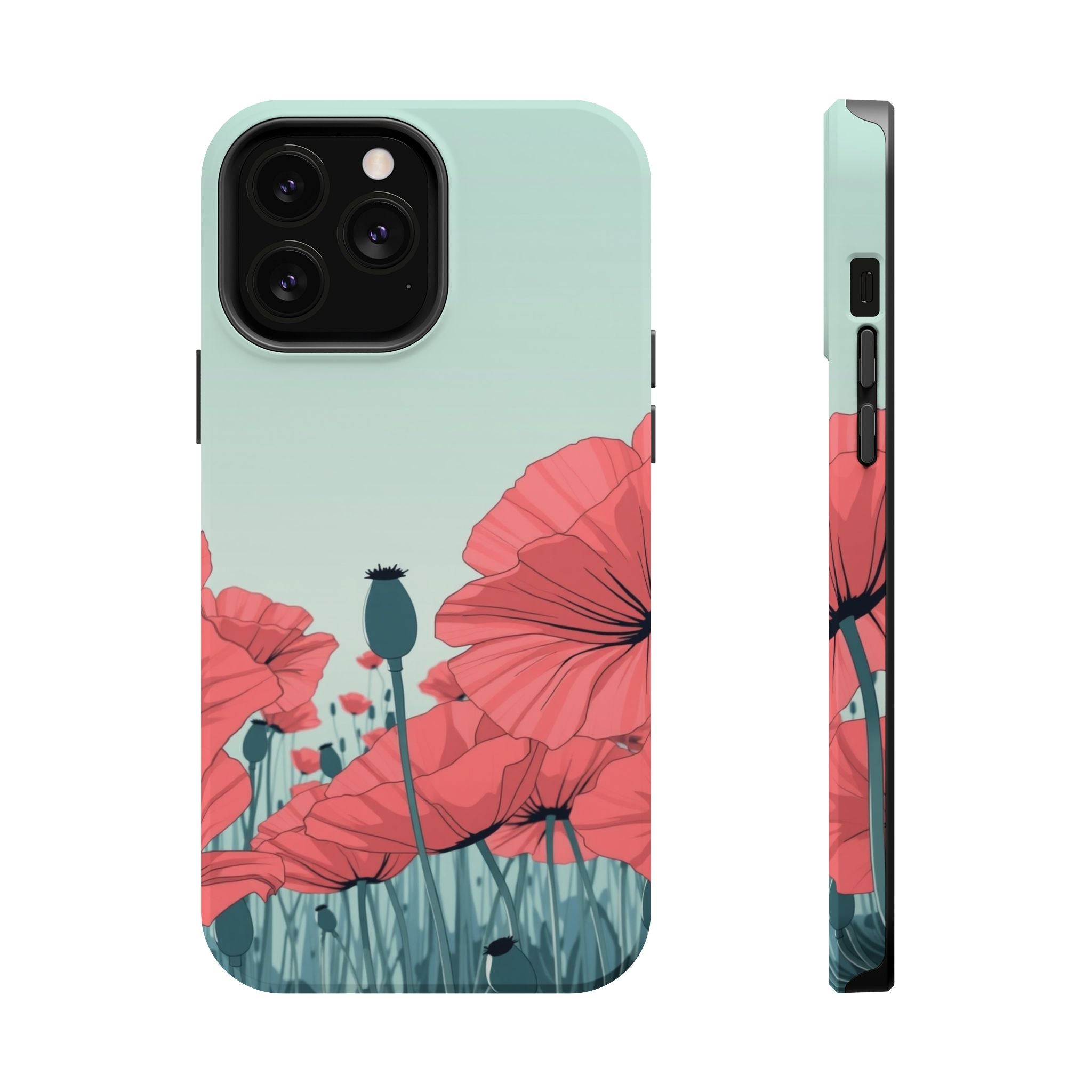 iPhone Mint And Blush Poppy Field Bold Modern Everyday Snap Case · iPhone Case