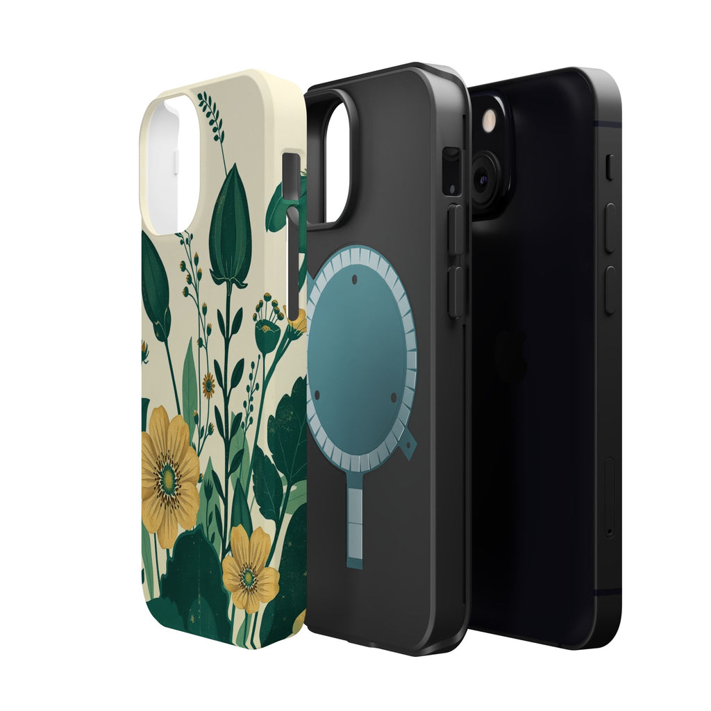 iPhone Emerald Green And Gold Pressed Botanicals Clean iPhone Minimal · iPhone C