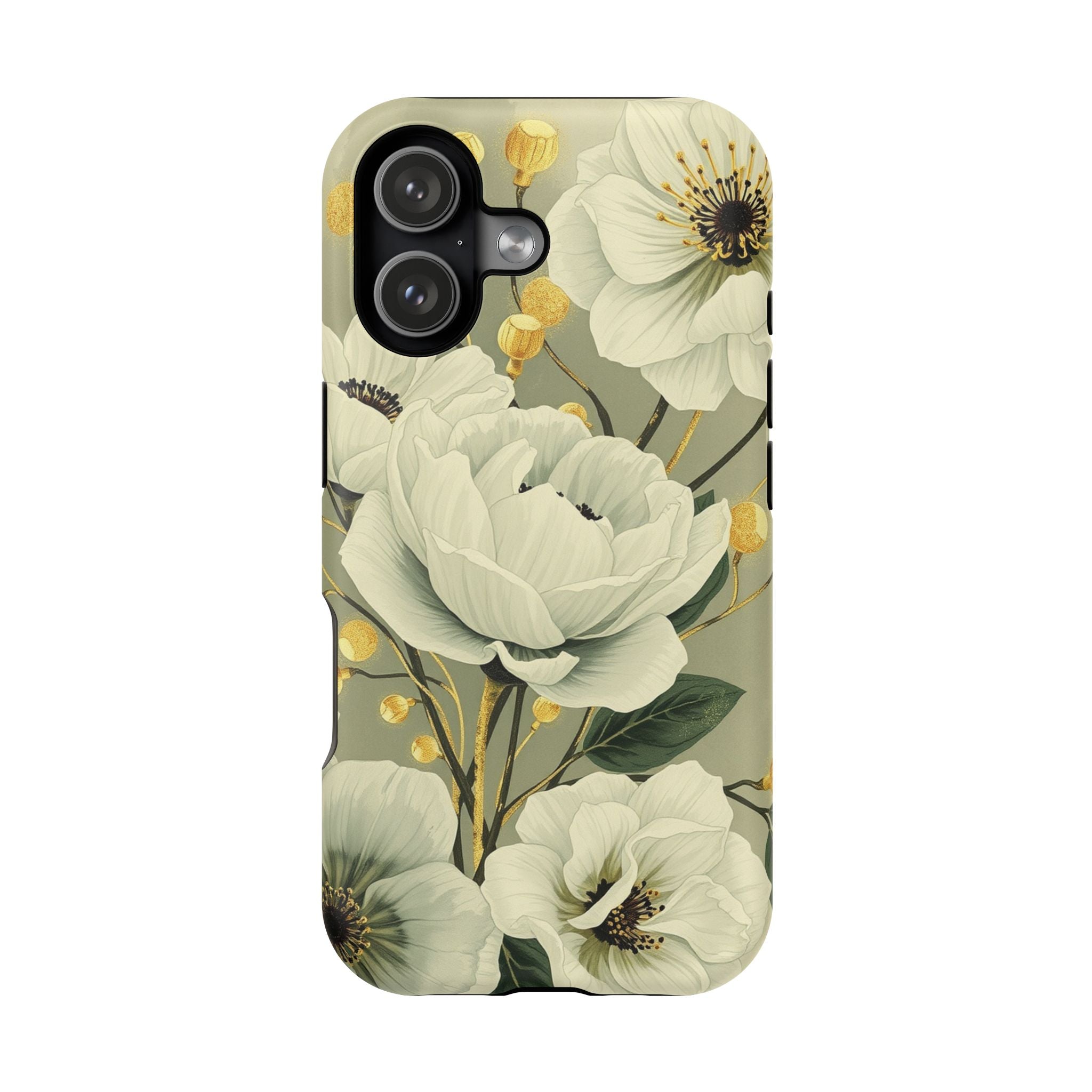 iPhone Sage And Ivory Floral Ink Wash Slim Everyday iPhone 14 Designer · iPhone