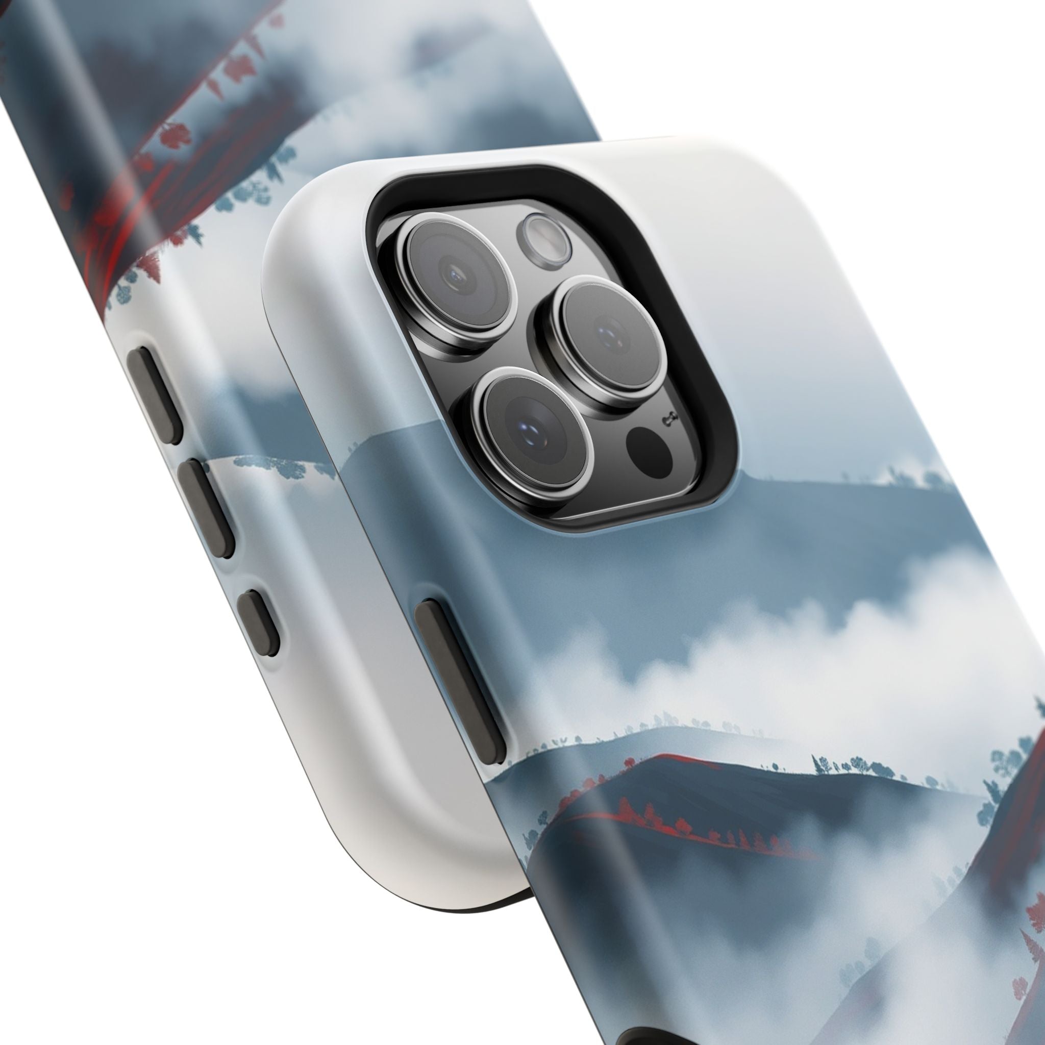 iPhone Black And Crimson Fog Rolling Over Hills Soft iPhone Finish · iPhone Case