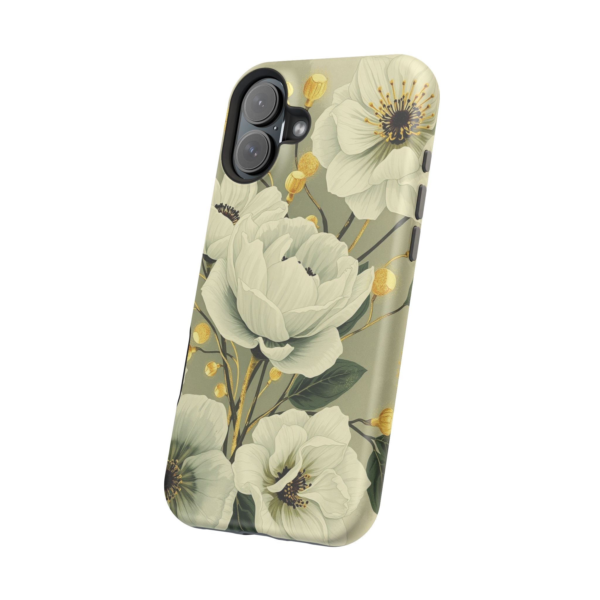 iPhone Sage And Ivory Floral Ink Wash Slim Everyday iPhone 14 Designer · iPhone