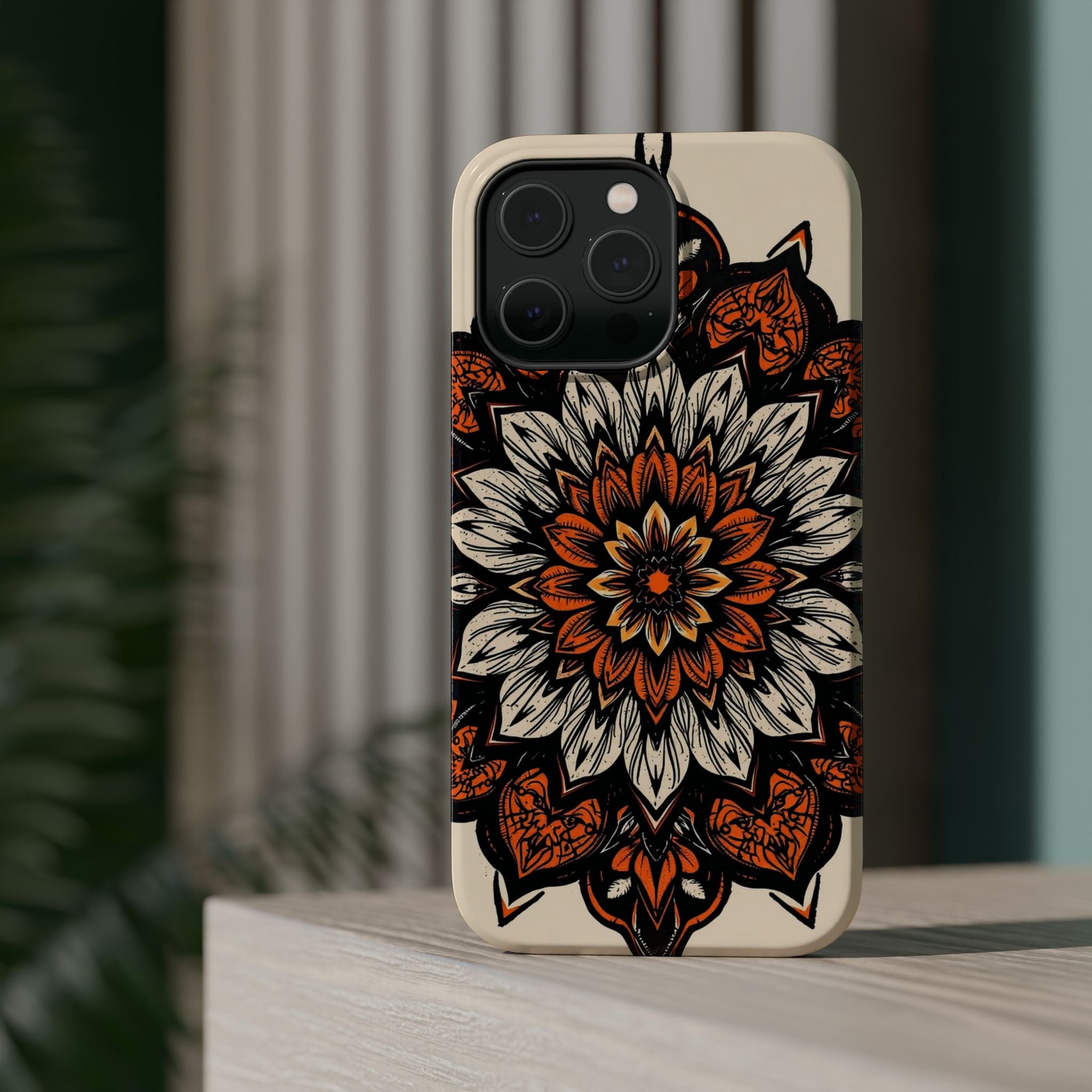iPhone Burnt Orange And Sand Floral Mandala Slim Snap Cas Carry Case · iPhone Ca