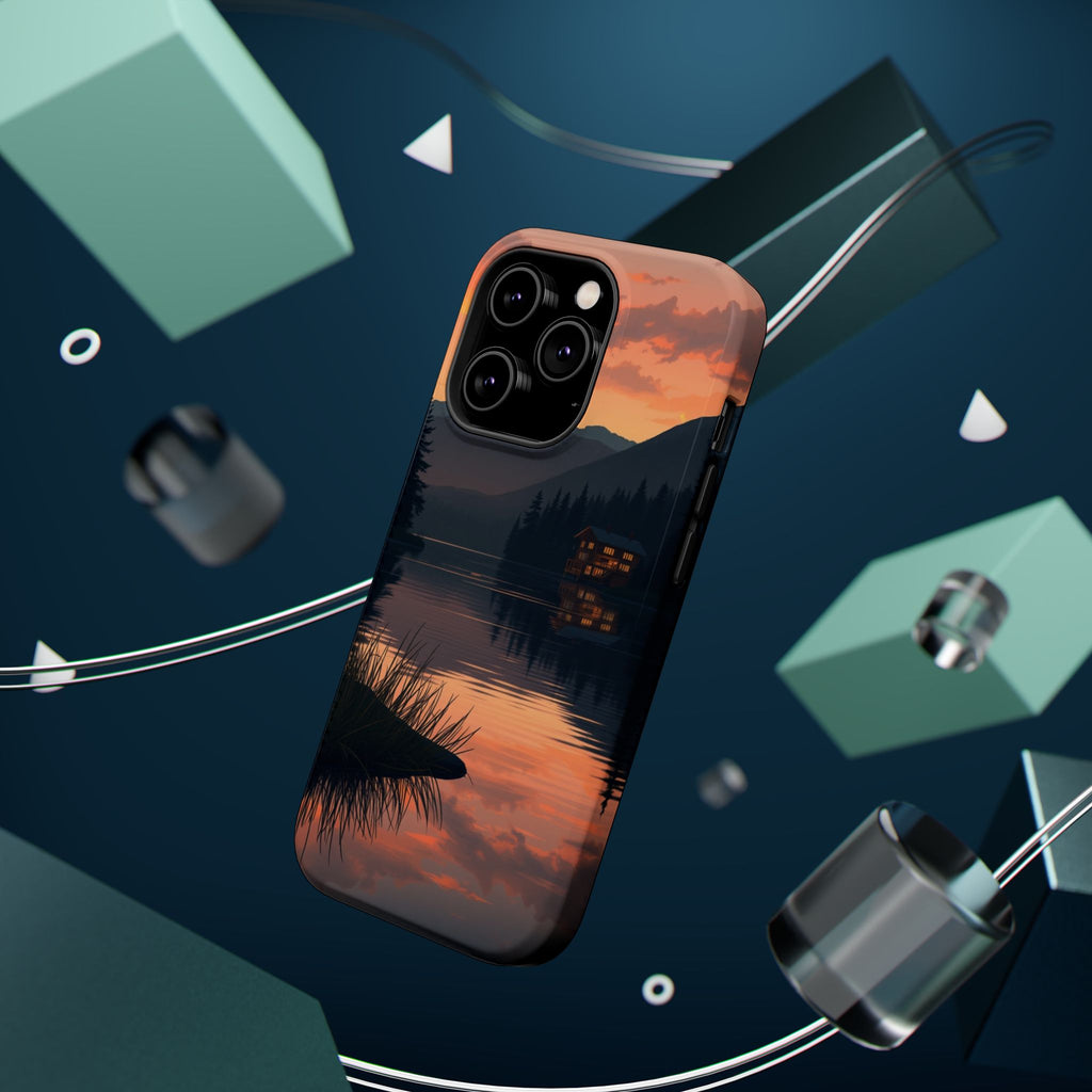 iPhone Sunset Amber And Peach Lake at Twilight Soft iPhone Finish · iPhone Case