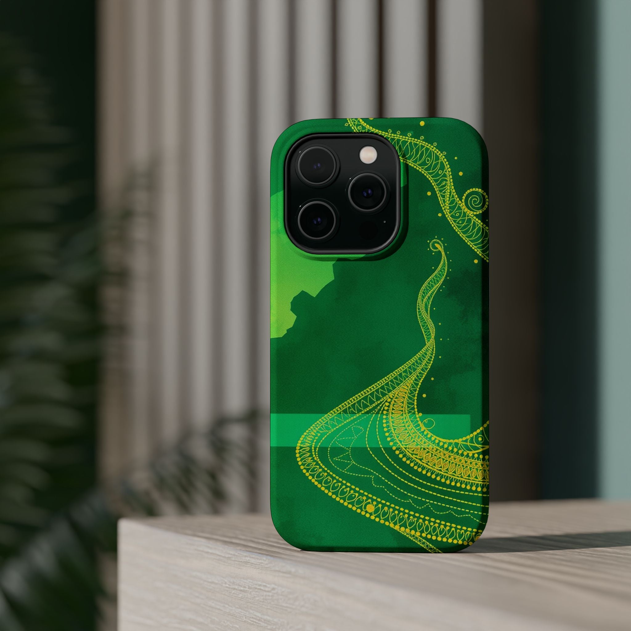 iPhone Emerald Green And Gold Zentangle Flow Slim iPhone Everyday · iPhone Case