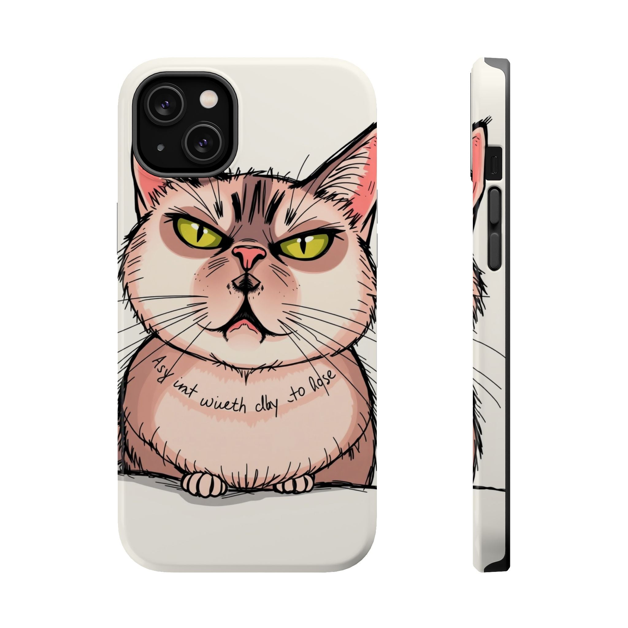 iPhone Sarcastic Cat Verdict Hand-Drawn Sketch Soft Finish Everyday Case · iPhon
