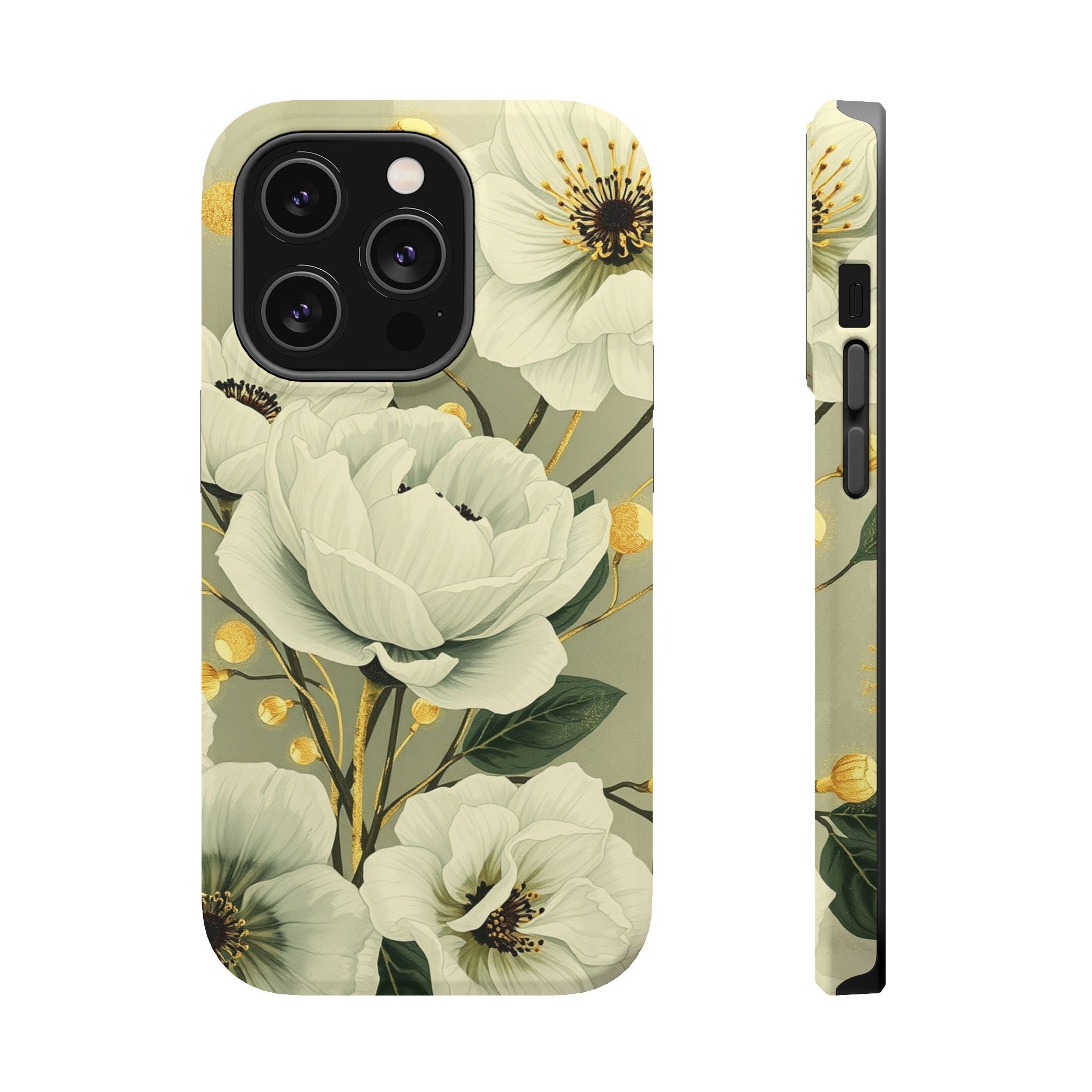 iPhone Sage And Ivory Floral Ink Wash Slim Everyday iPhone 14 Designer · iPhone