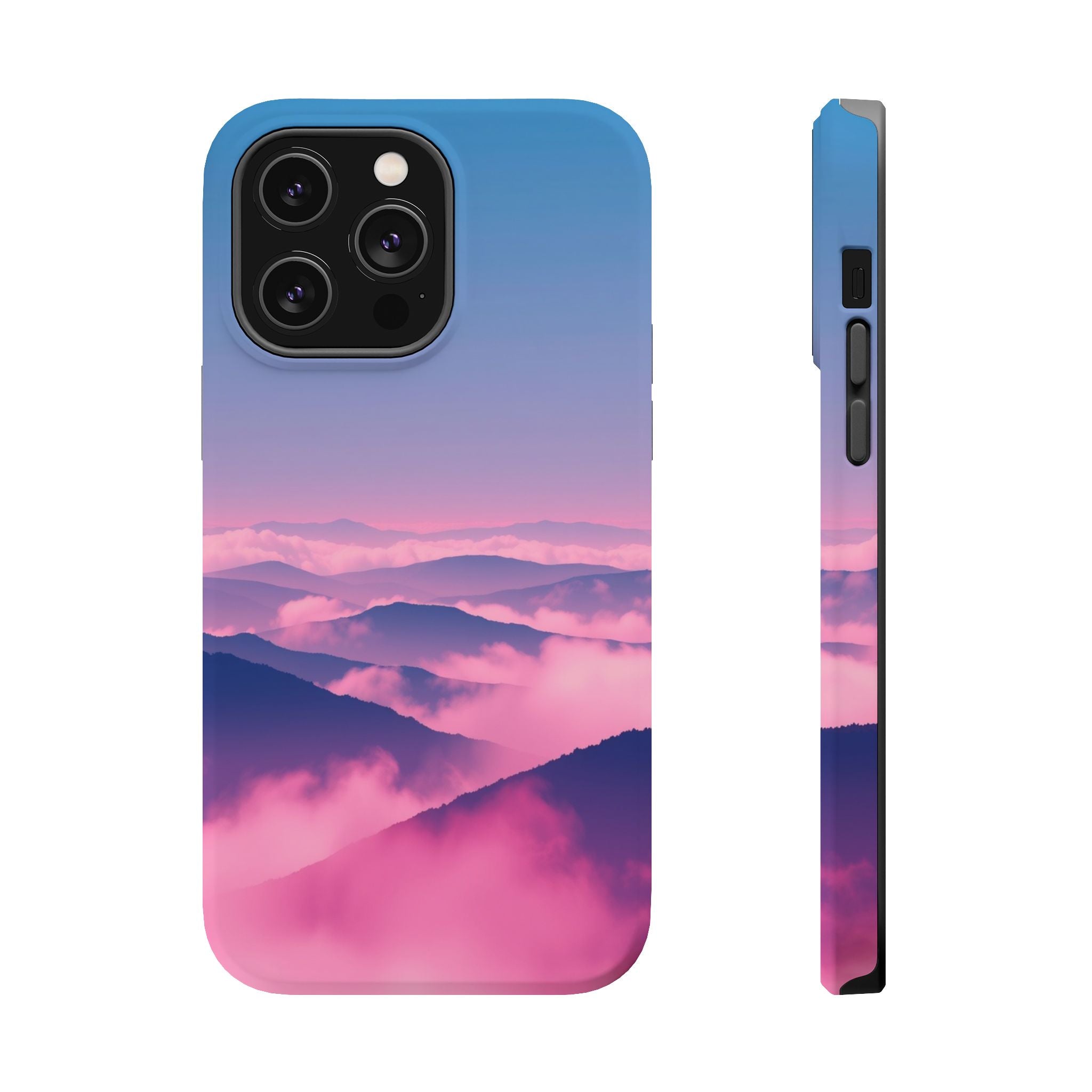 iPhone Dreamy Fog Rolling Over Hills Design Soft iPhone 19 Finish · iPhone Case