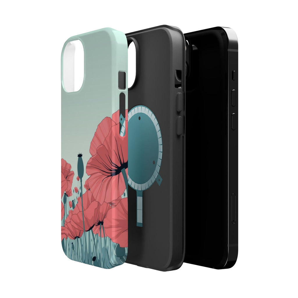 iPhone Mint And Blush Poppy Field Bold Modern Everyday Snap Case · iPhone Case
