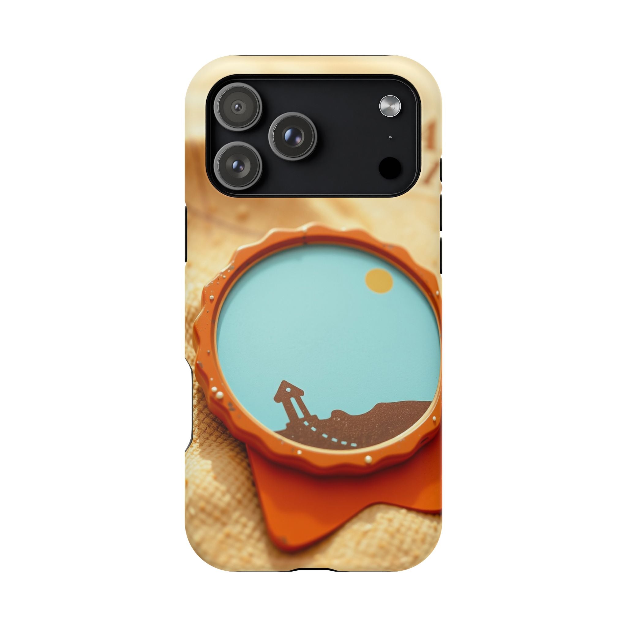 iPhone Burnt Orange And Sand Retro Travel Badge Soft Finish Everyday Case · iPho