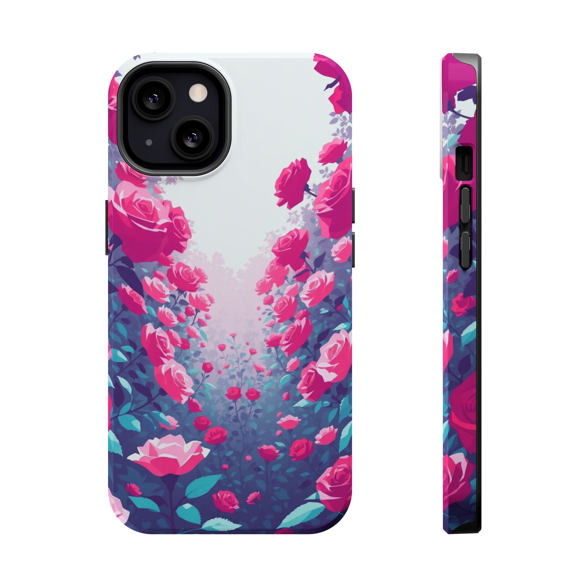 iPhone Cyan And Magenta Rose Garden Slim Everyday Designer Case · iPhone Case