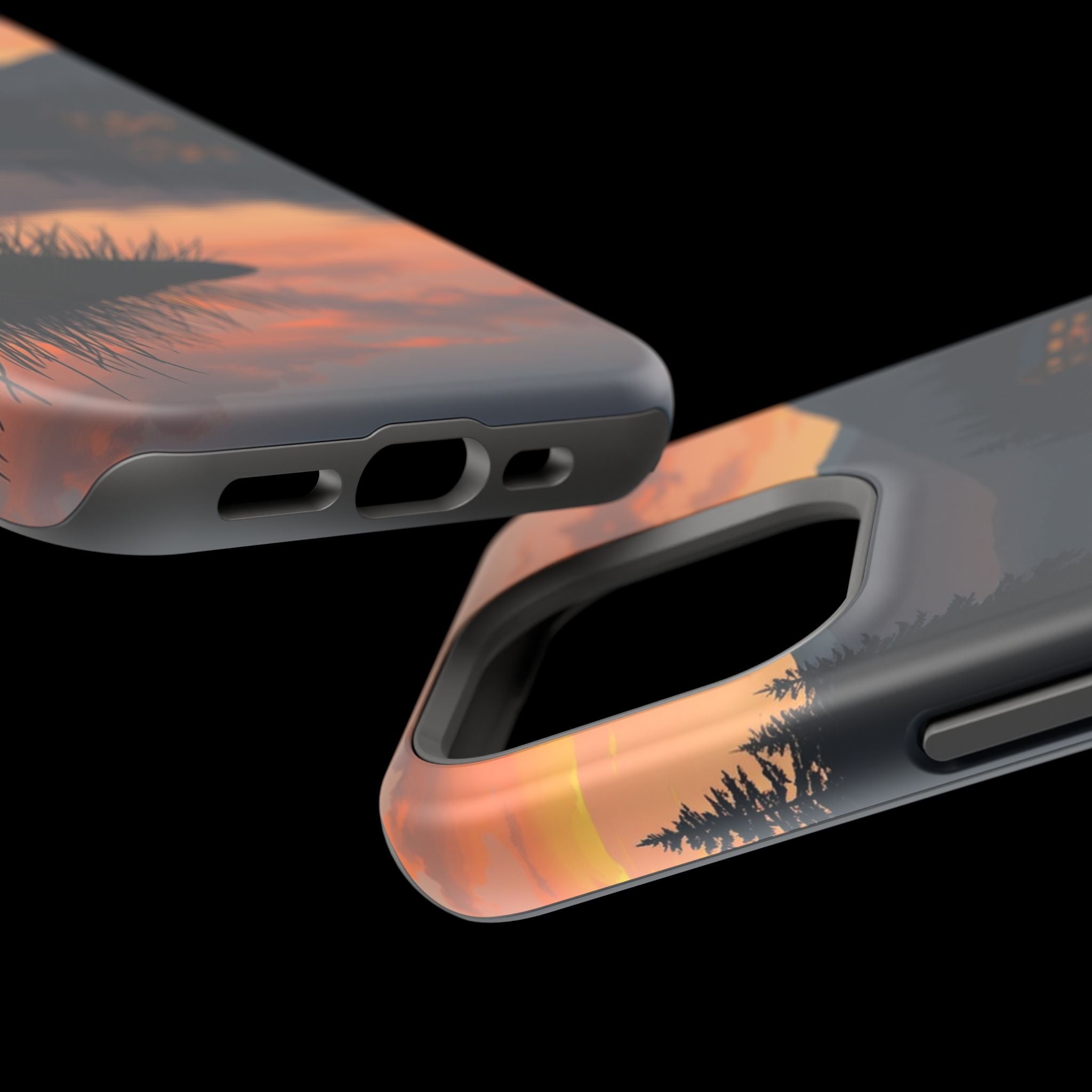iPhone Sunset Amber And Peach Lake at Twilight Soft iPhone Finish · iPhone Case