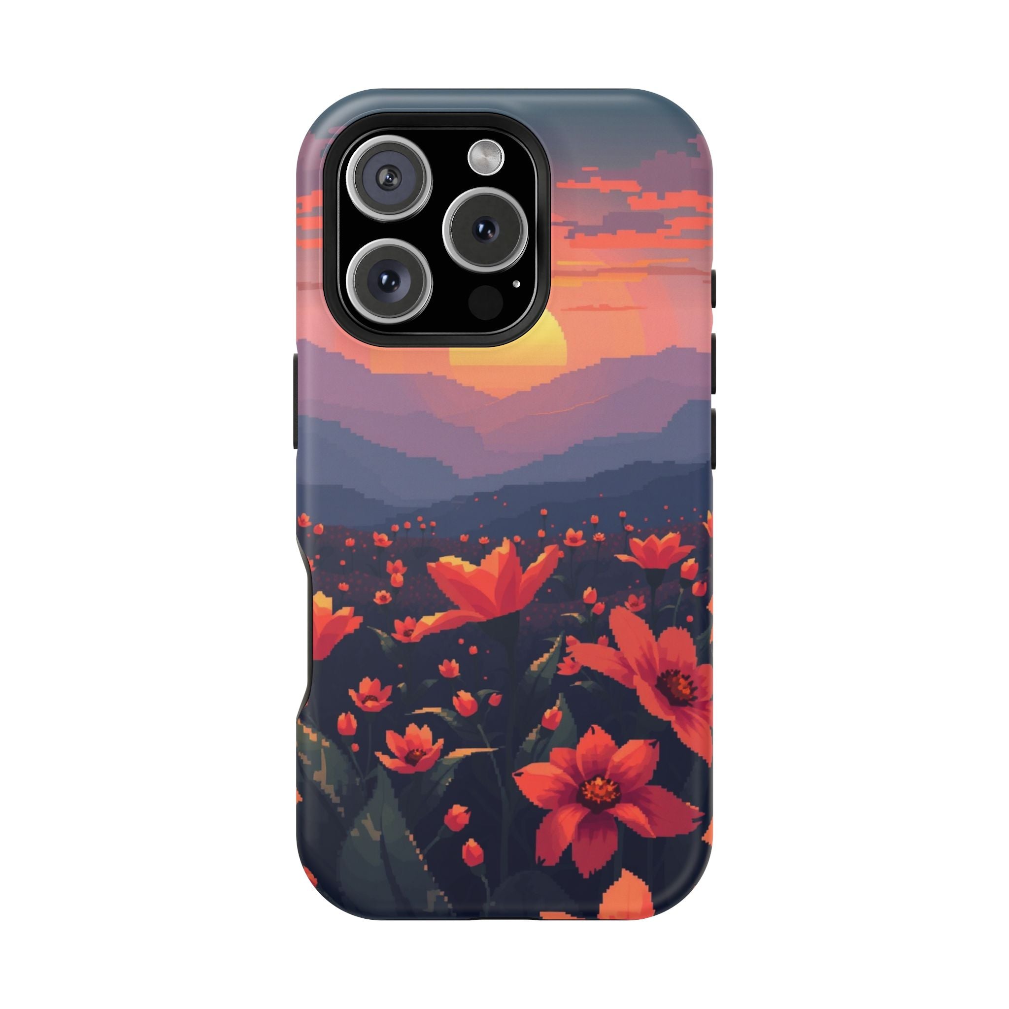iPhone Sunset Amber And Peach Floral Geometric Soft iPhone Finish · iPhone Case