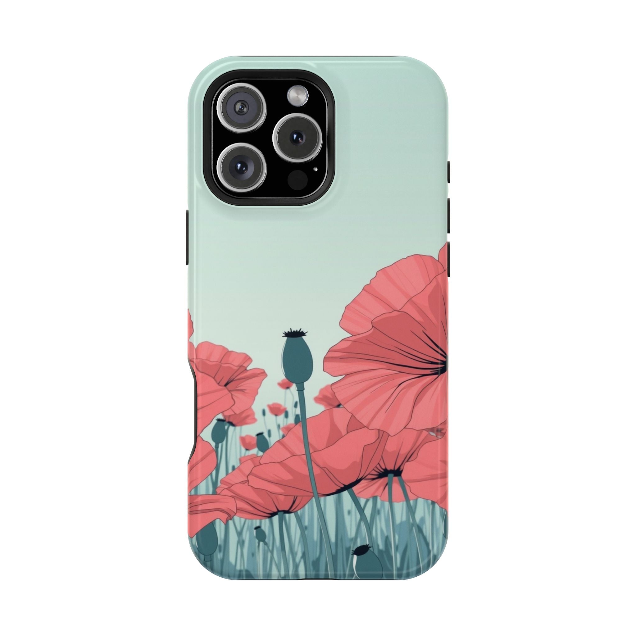 iPhone Mint And Blush Poppy Field Bold Modern Everyday Snap Case · iPhone Case