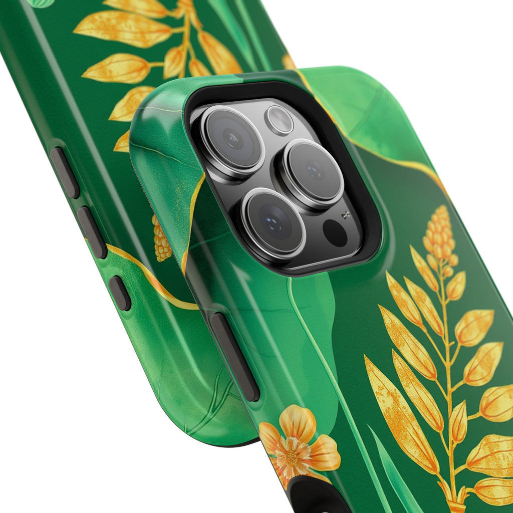 iPhone Emerald Green And Gold Botanical Illustration Ga Slim Snap Case · iPhone