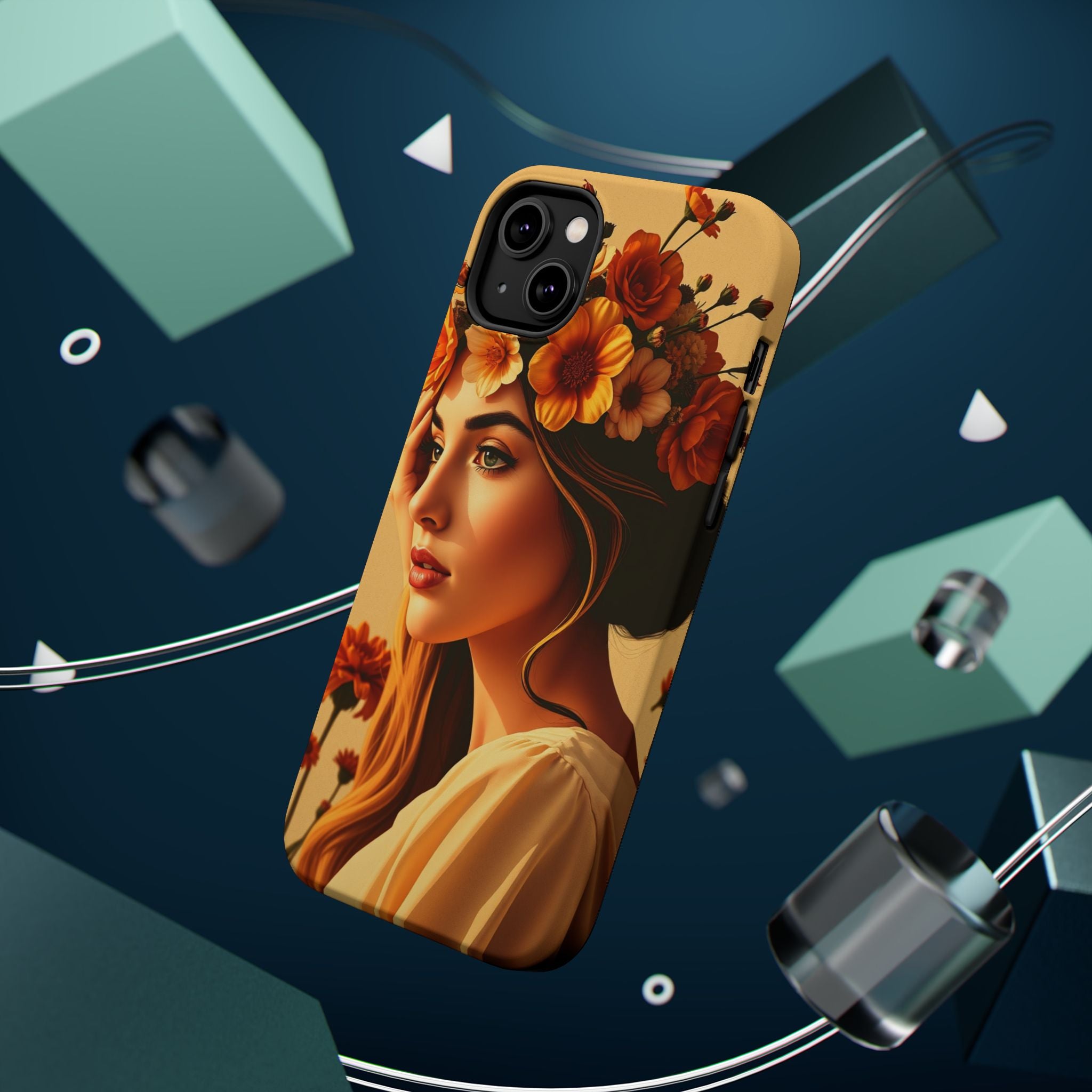 iPhone Mustard And Rust Floral Crown Slim Everyday Designer Case · iPhone Case