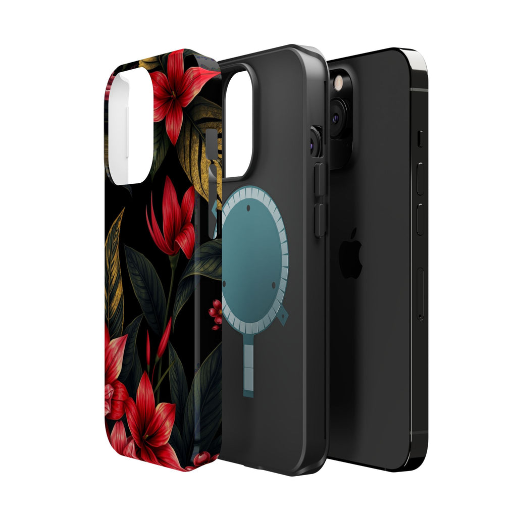 iPhone Black And Crimson Jungle Floral Slim Everyday Designer Case · iPhone Case