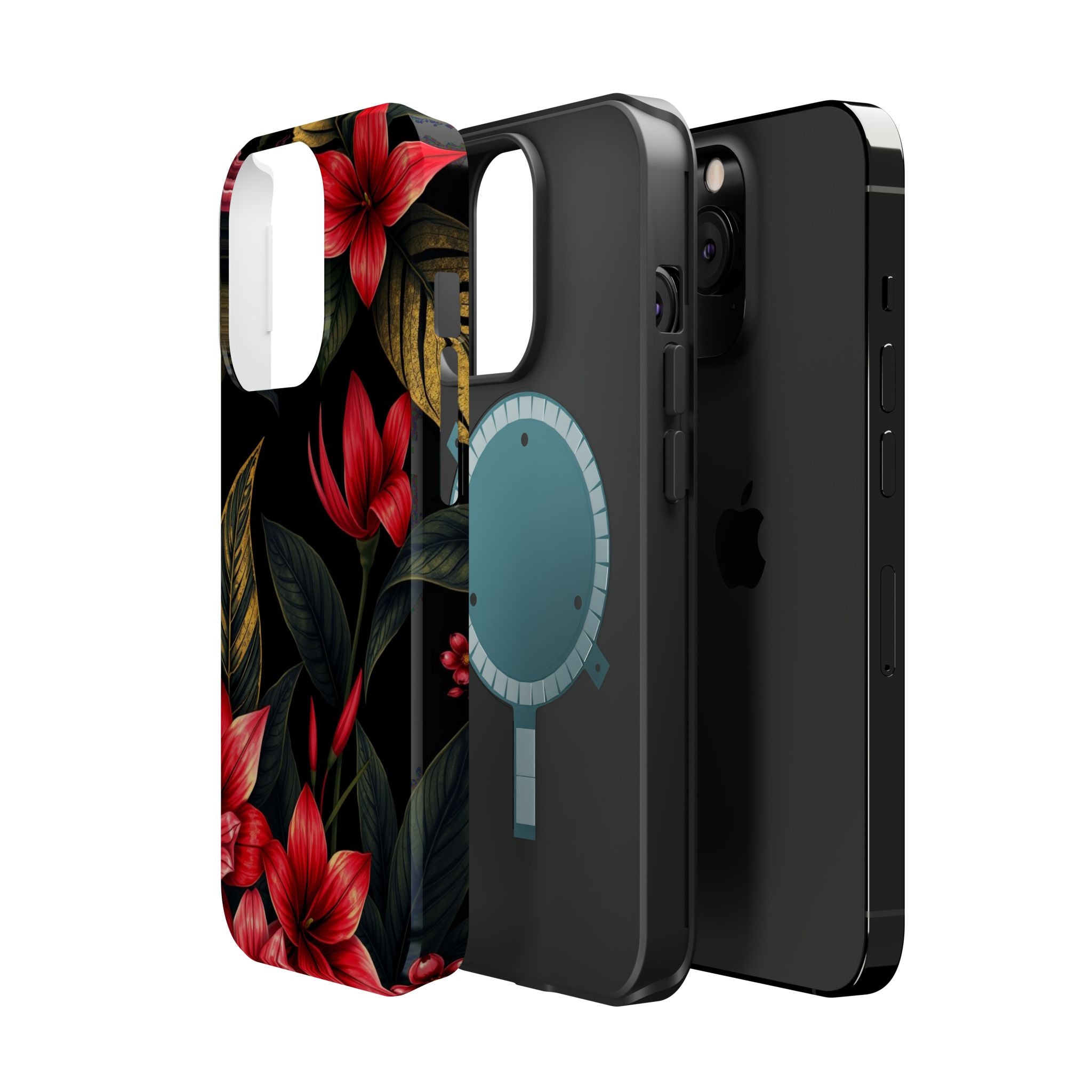 iPhone Black And Crimson Jungle Floral Slim Everyday Designer Case · iPhone Case