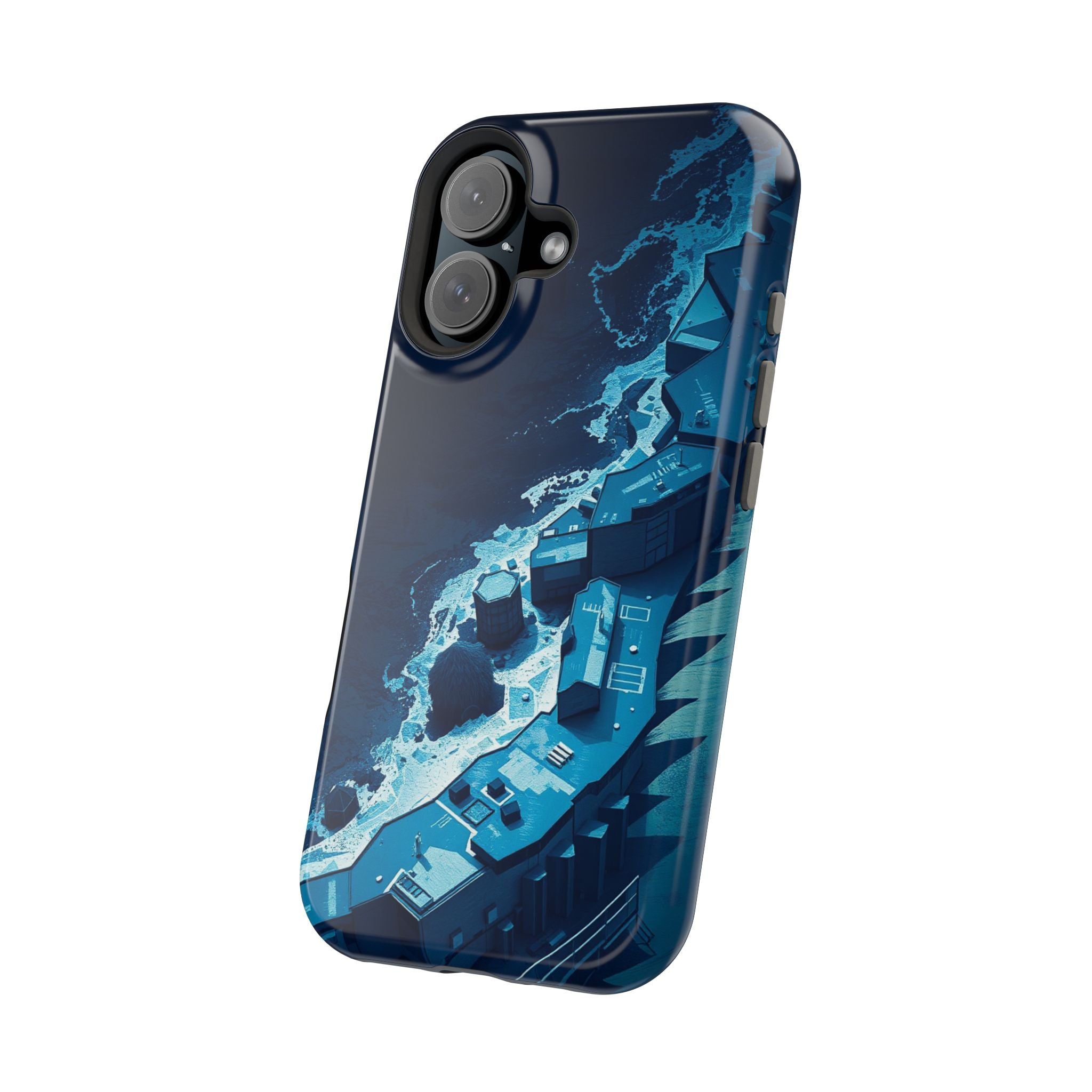 iPhone Midnight Blue And Silver Shoreline Aerial Clean iPhone Minimal · iPhone C