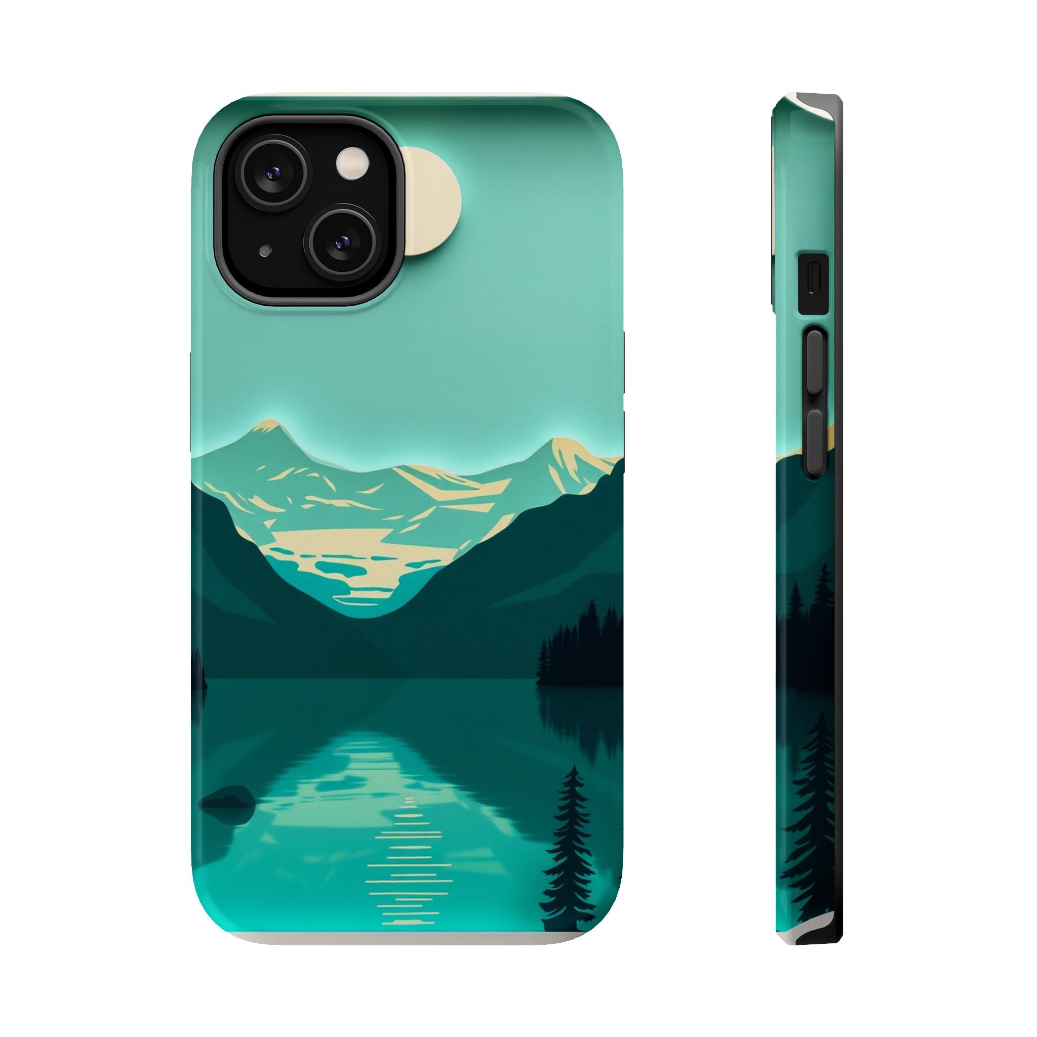 iPhone Glacier Lake Paper Cut Art Bold Modern Everyday Snap Case · iPhone Case