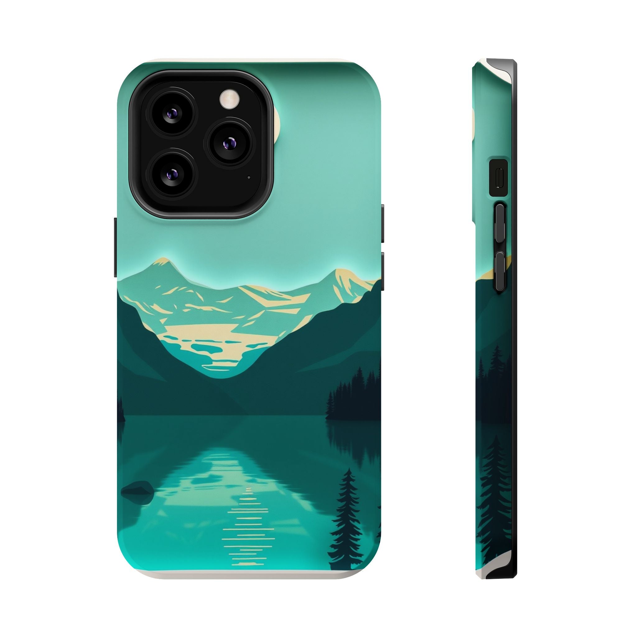 iPhone Glacier Lake Paper Cut Art Bold Modern Everyday Snap Case · iPhone Case