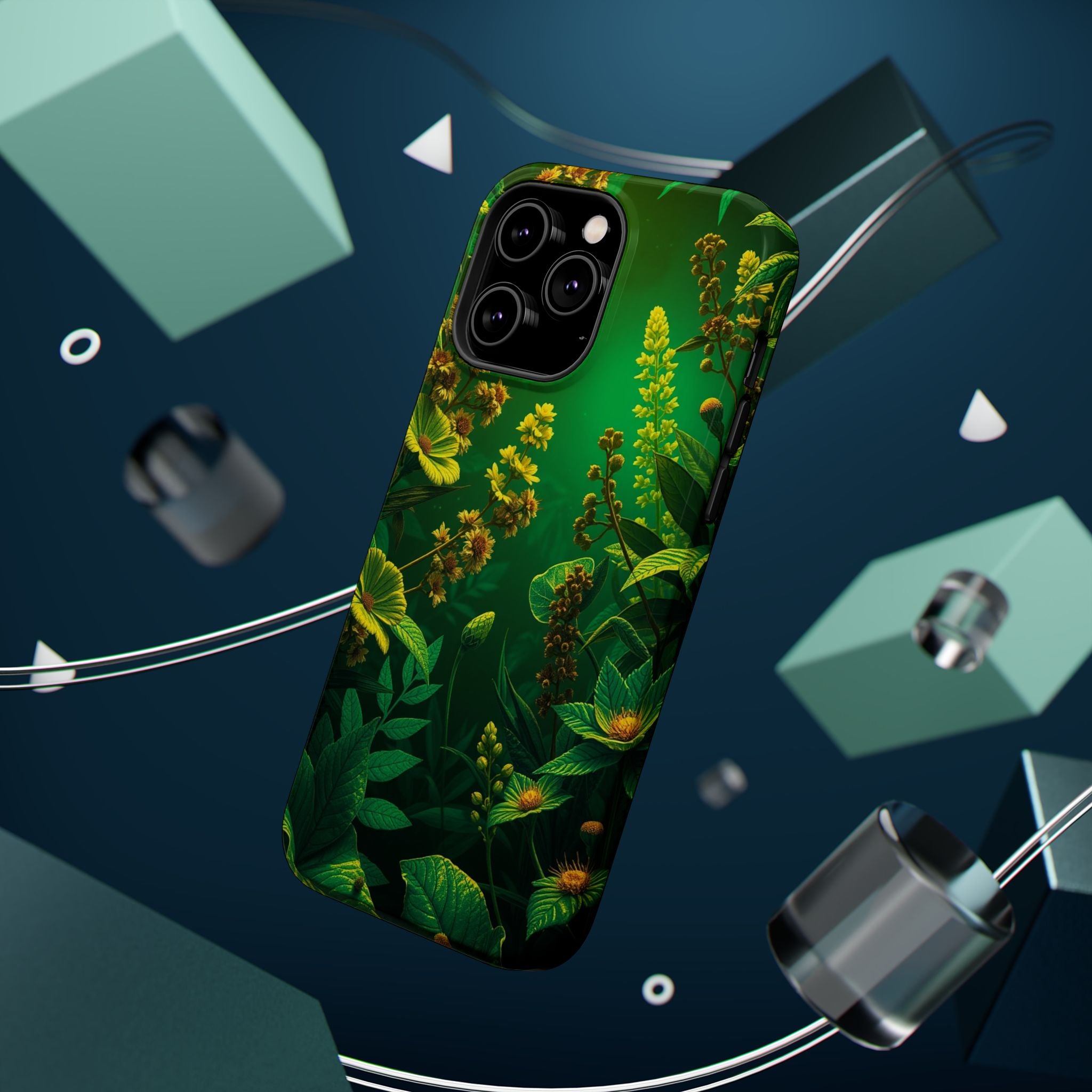 iPhone Emerald Green And Gold Vintage Botanicals Print Slim Snap Case · iPhone C