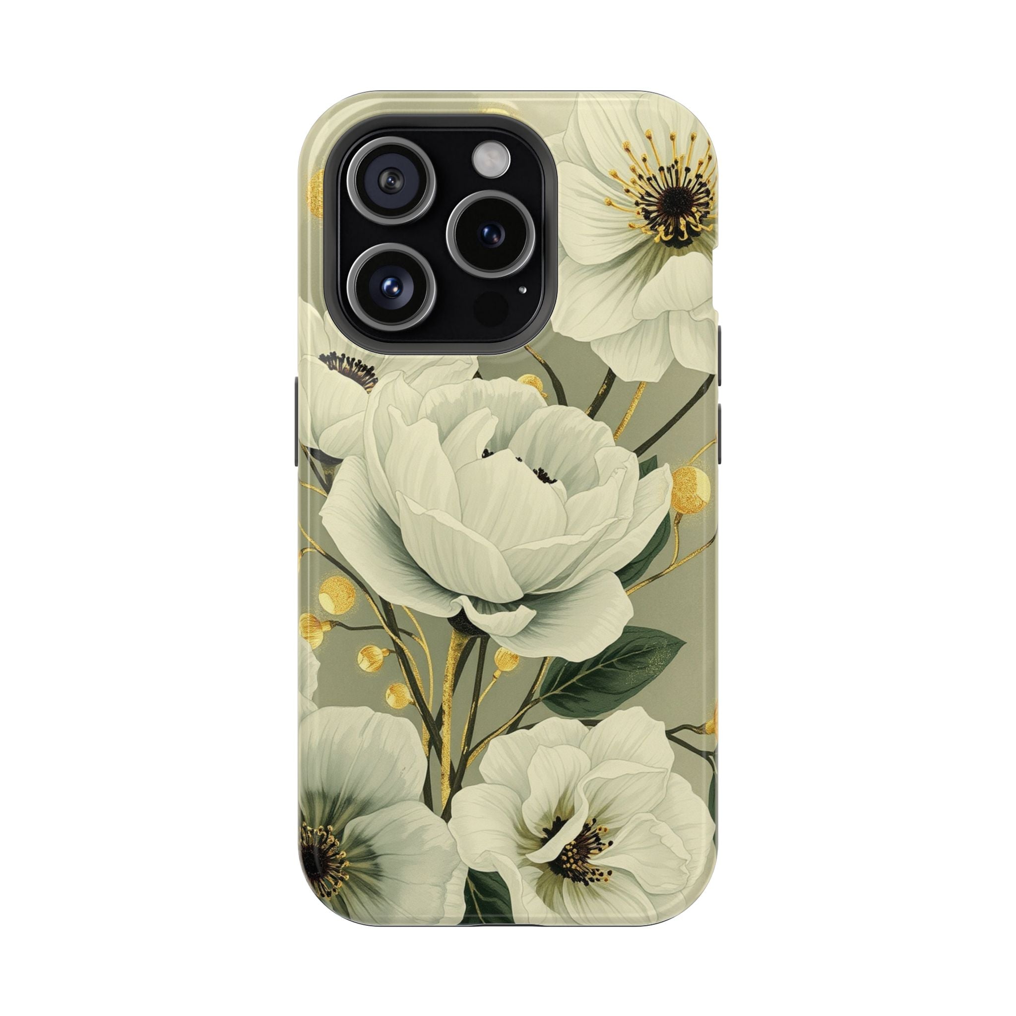 iPhone Sage And Ivory Floral Ink Wash Slim Everyday iPhone 14 Designer · iPhone
