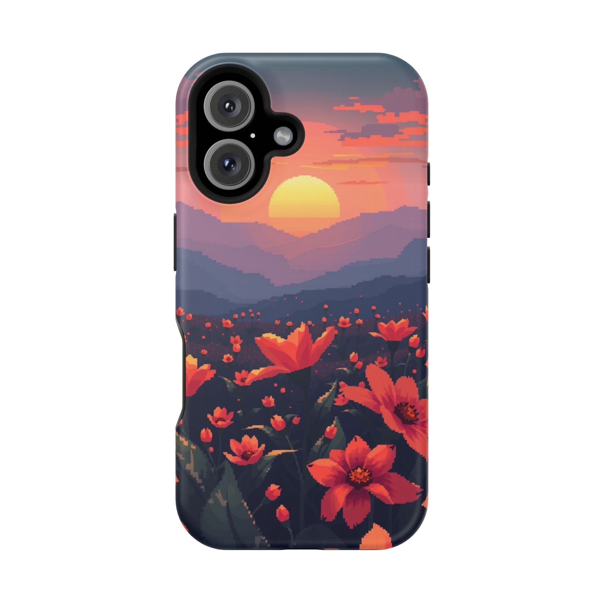 iPhone Sunset Amber And Peach Floral Geometric Soft iPhone Finish · iPhone Case