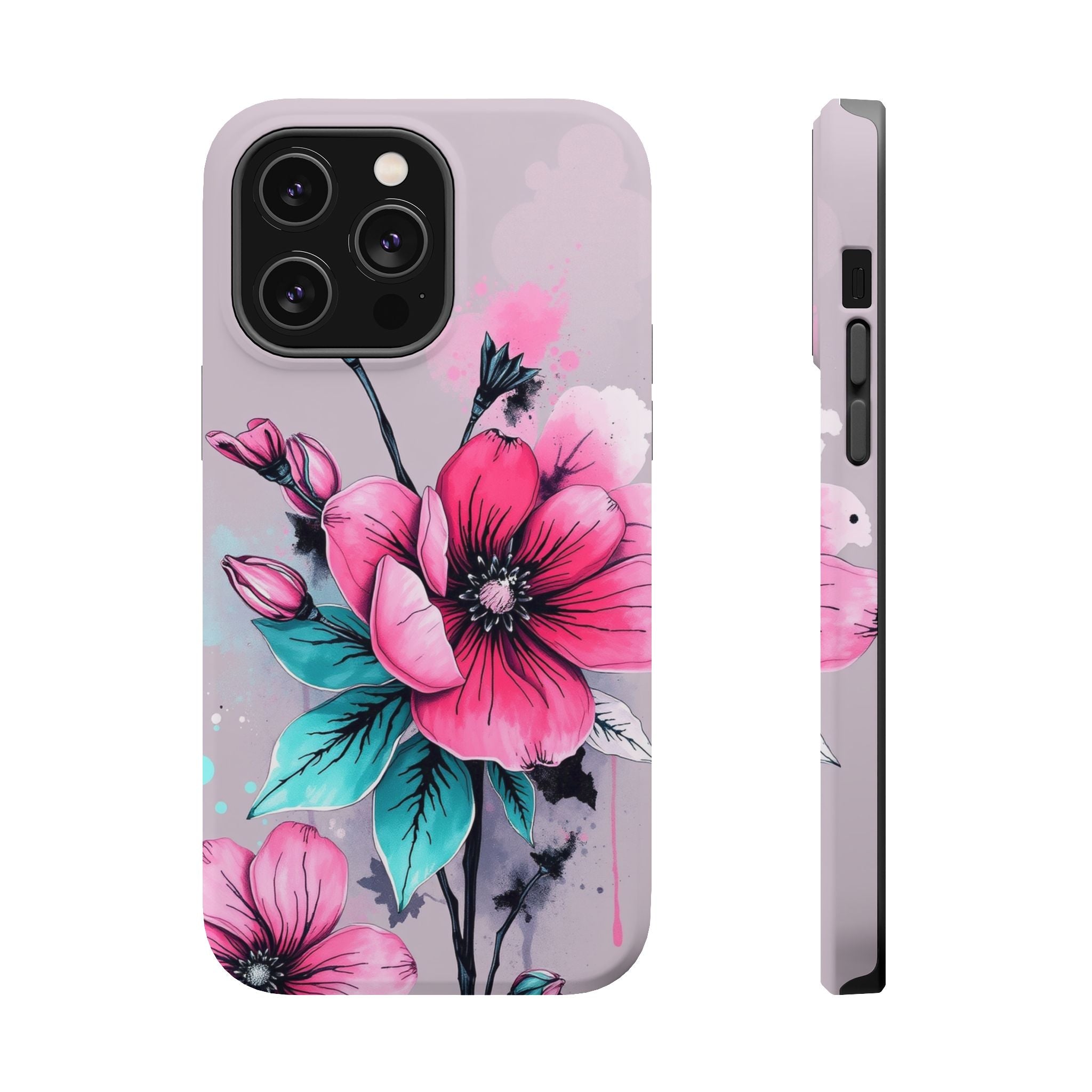 iPhone Mint And Blush Floral Ink Wash Slim Everyday Designer Case · iPhone Case