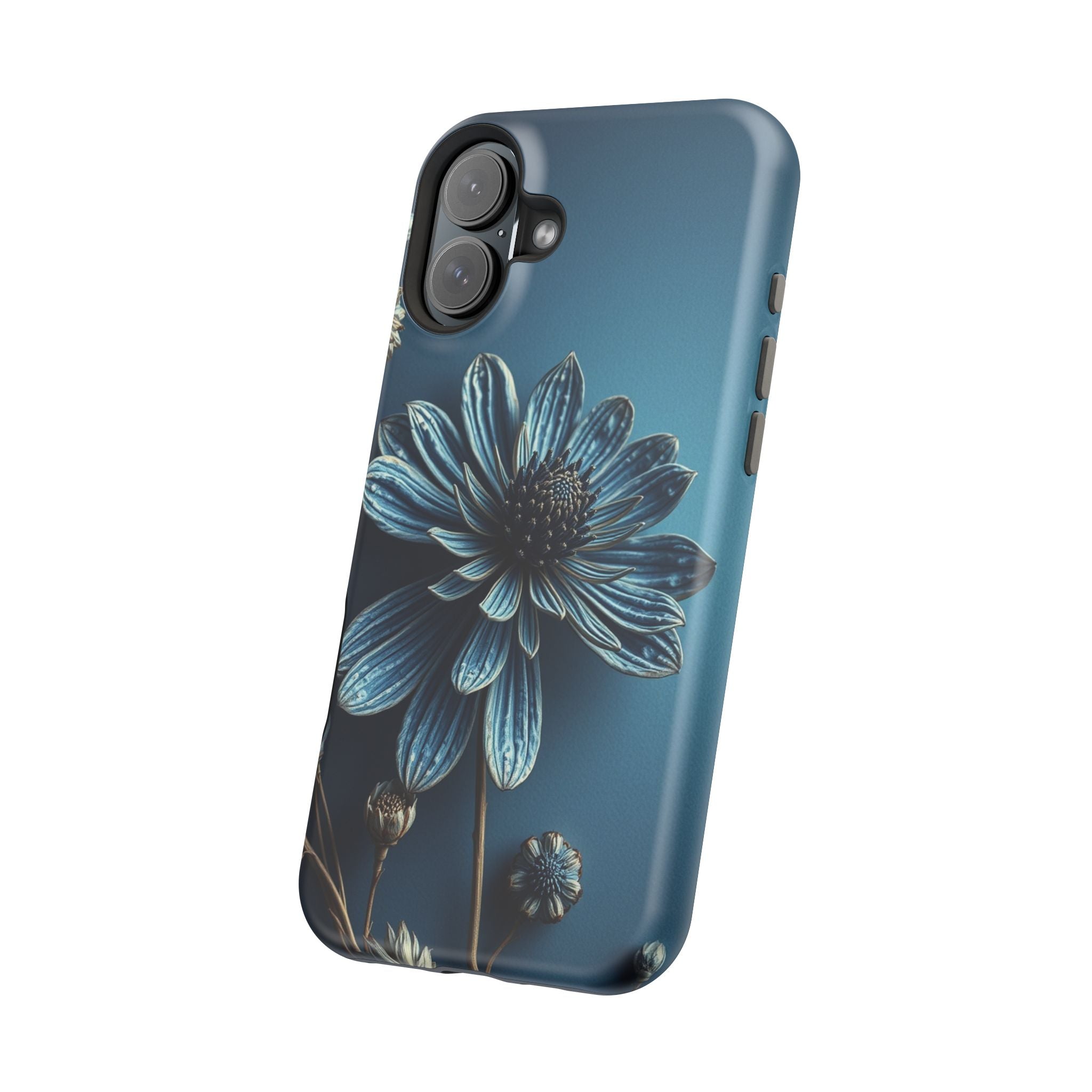 iPhone Midnight Blue And Silver Dried Flower Flat Lay iPhone 15 · iPhone Case