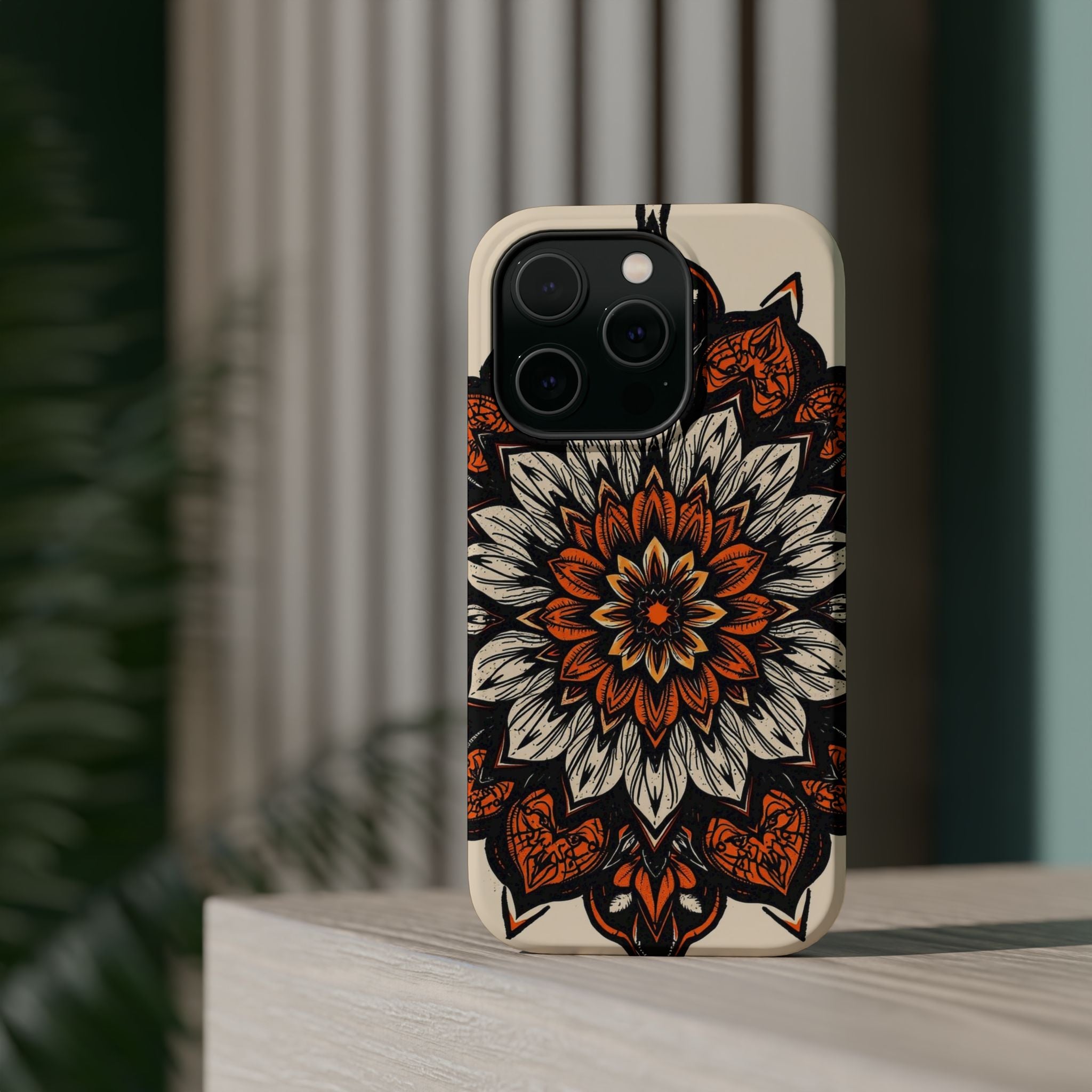 iPhone Burnt Orange And Sand Floral Mandala Slim Snap Cas Carry Case · iPhone Ca
