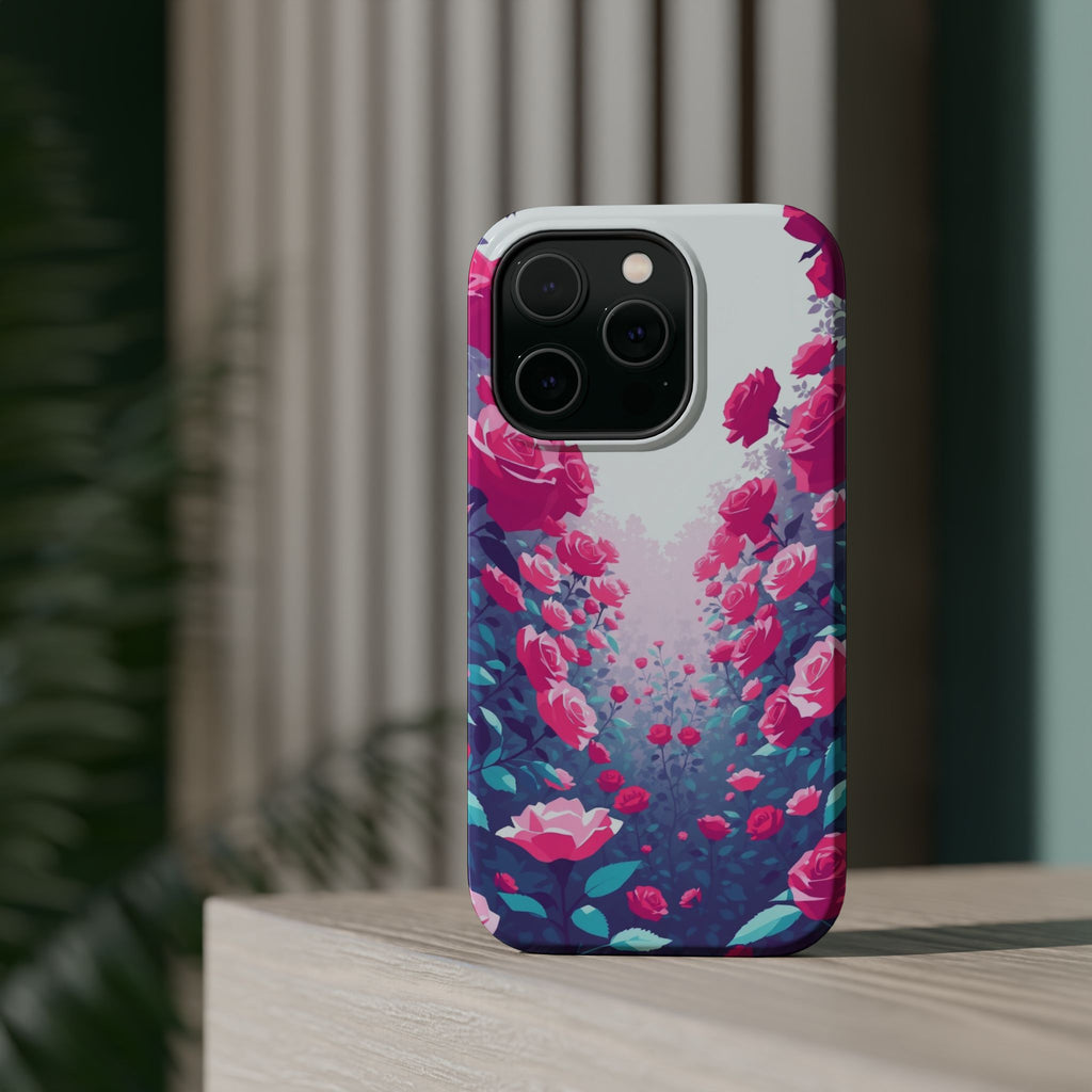 iPhone Cyan And Magenta Rose Garden Slim Everyday Designer Case · iPhone Case