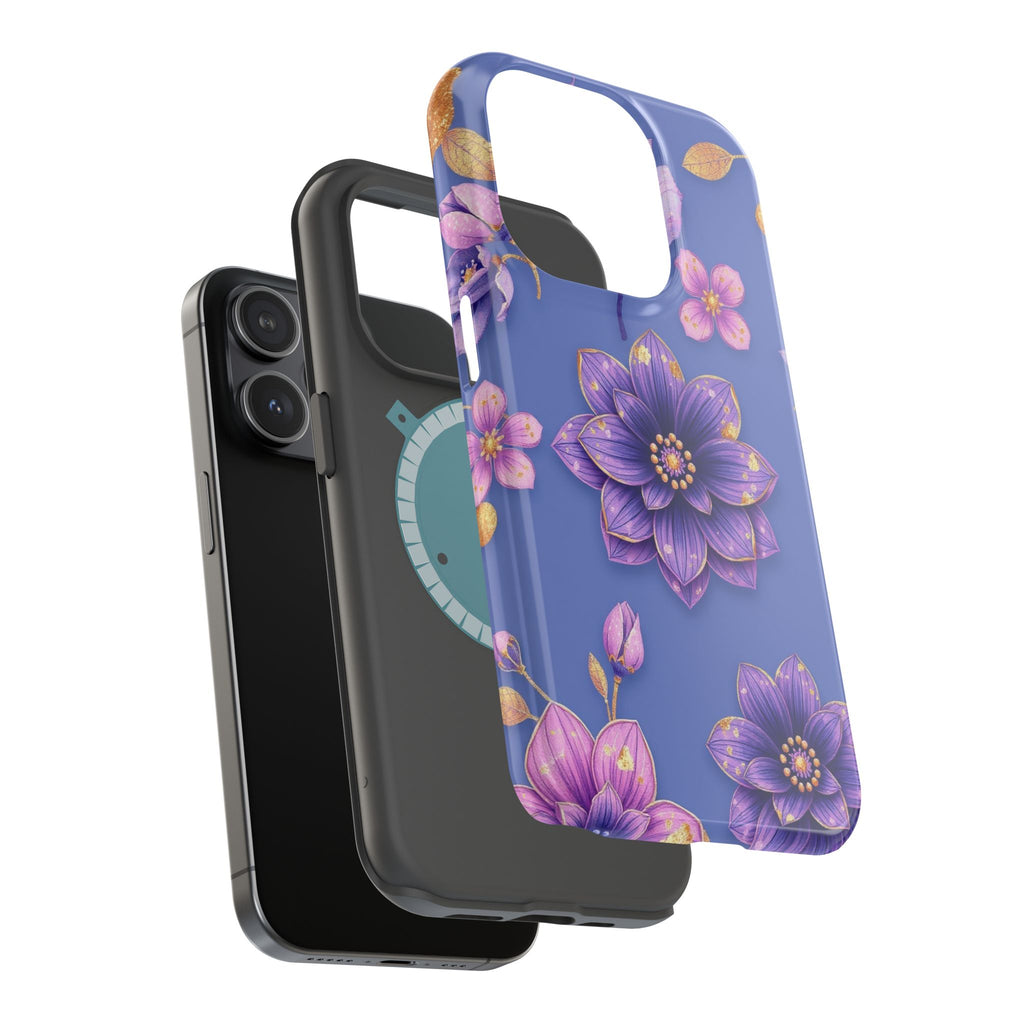 iPhone Indigo And Violet Floral Gold Foil Slim iPhone Everyday Designer · iPhone