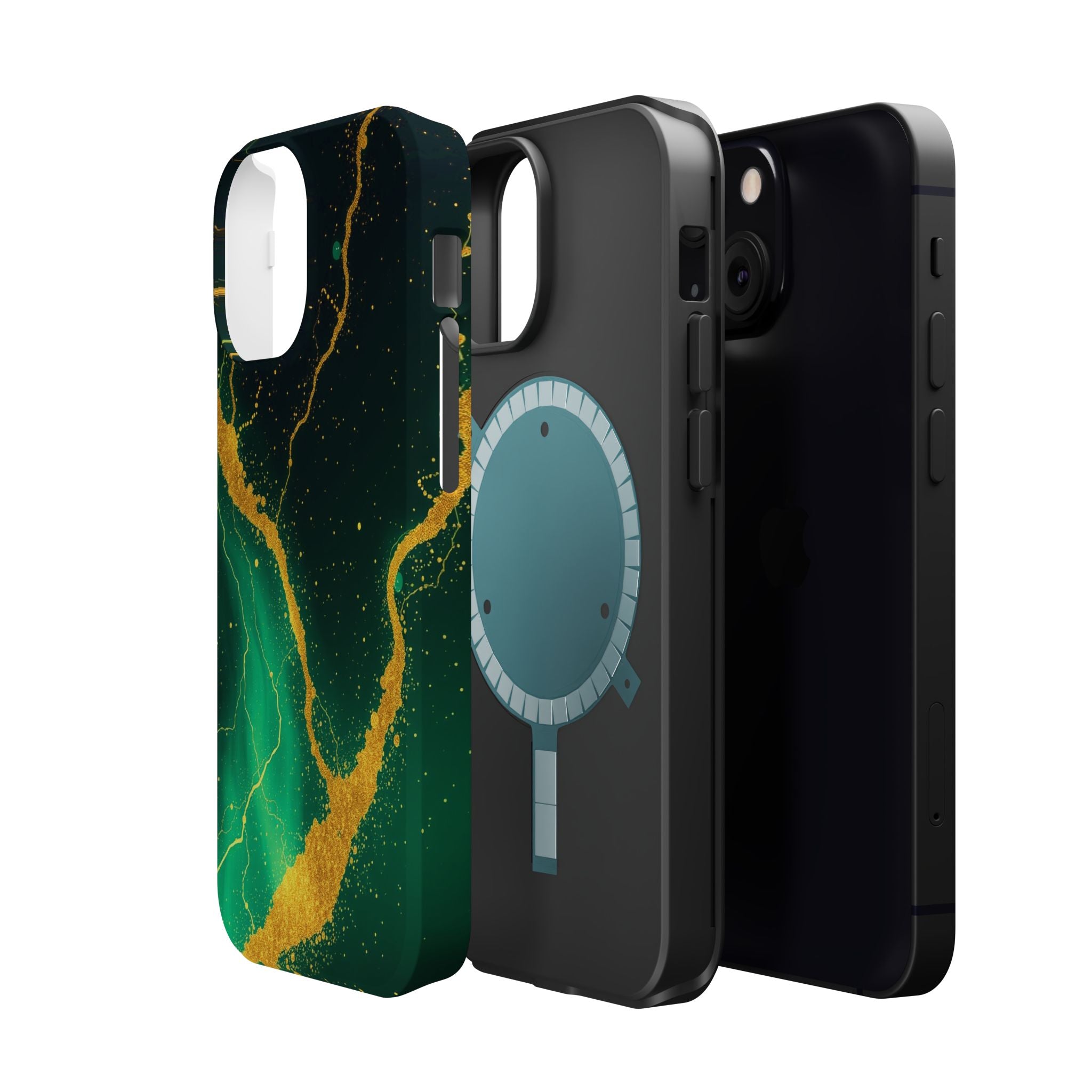 iPhone Emerald Green And Gold Petal Storm Slim iPhone Everyday Designer · iPhone