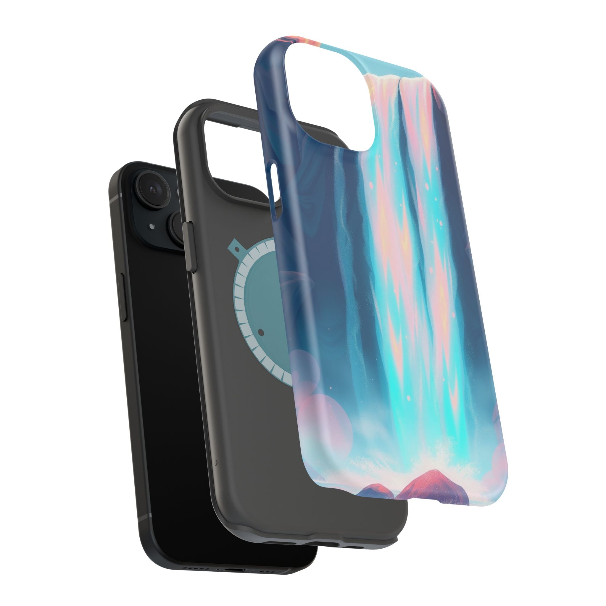 iPhone Teal And Coral Waterfall Mist Slim Everyday Designer Case · iPhone Case