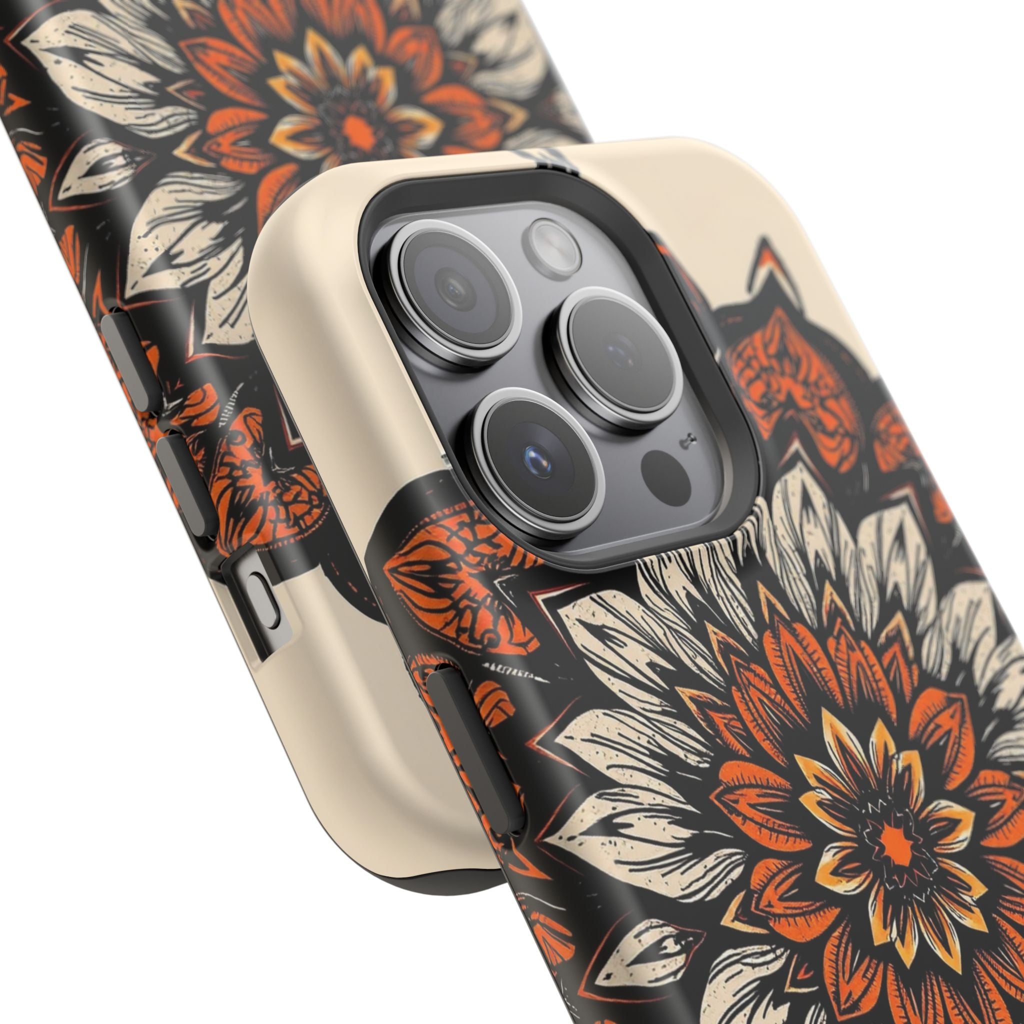 iPhone Burnt Orange And Sand Floral Mandala Slim Snap Cas Carry Case · iPhone Ca