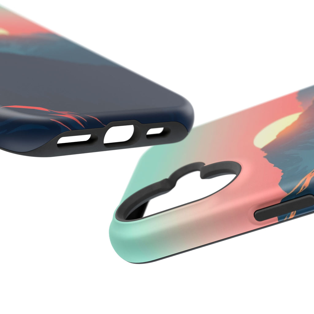 iPhone Mint And Blush Mountain at Sunrise Slim iPhone 16 Everyday · iPhone Case