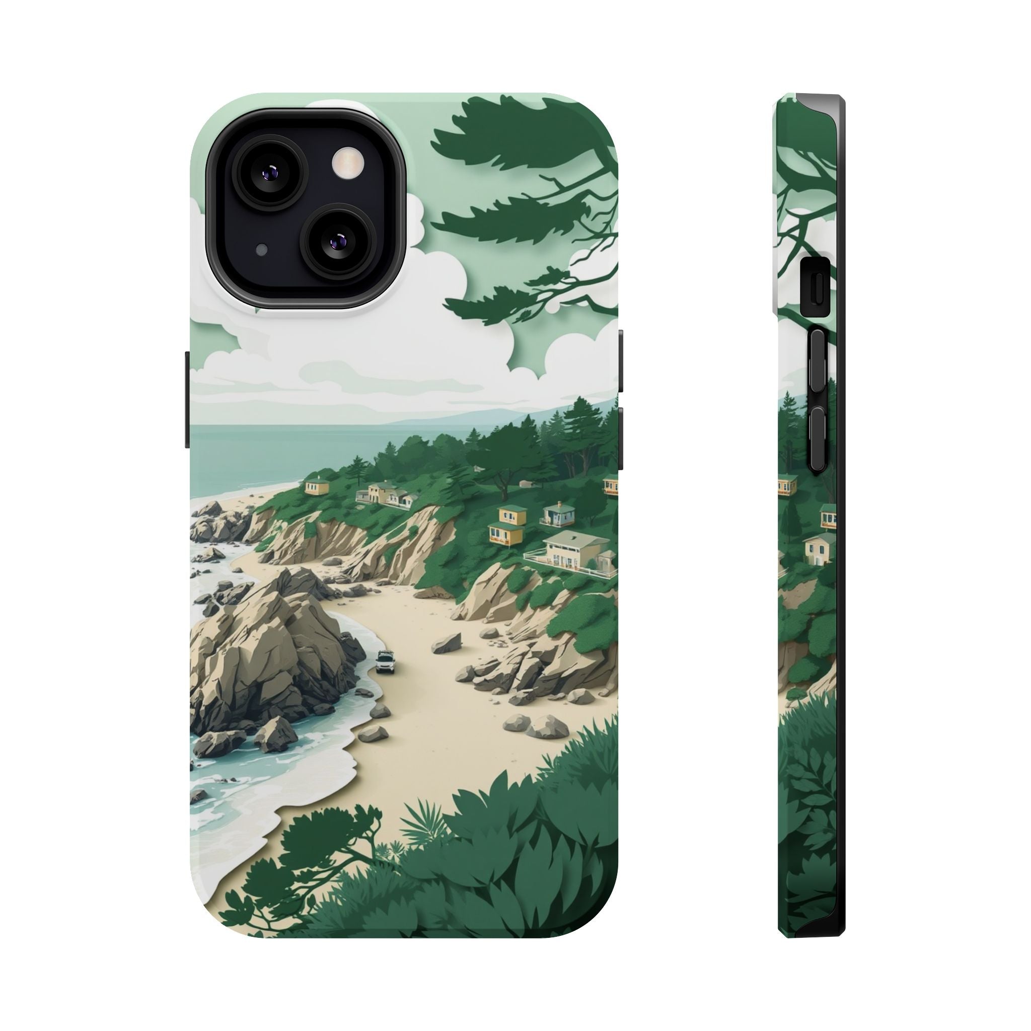 iPhone Pebble Beach Paper Cut Art Bold Modern Everyday Snap Case · iPhone Case