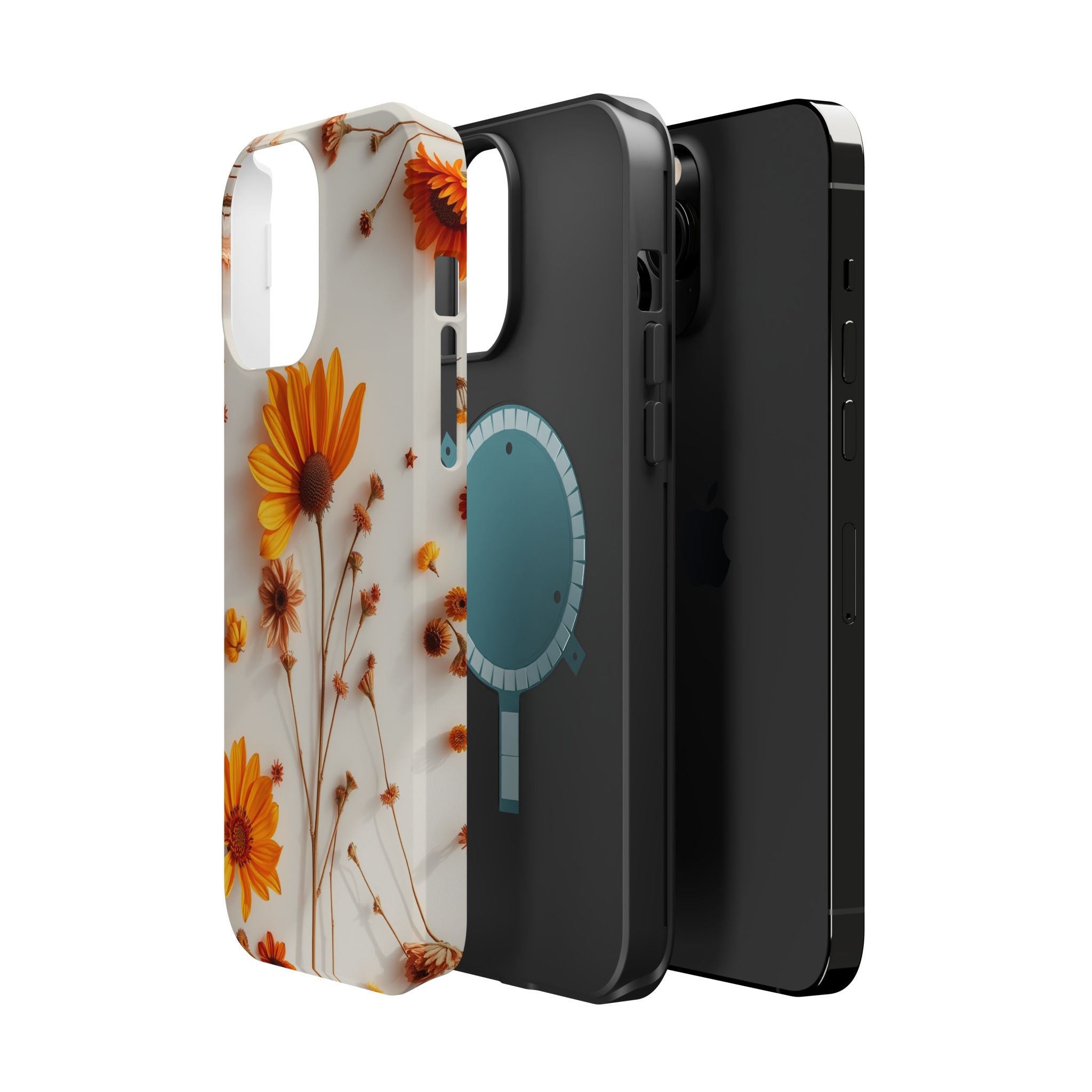 iPhone Mustard And Rust Dried Flower Flat Lay Carry Case Slim Snap Case · iPhone