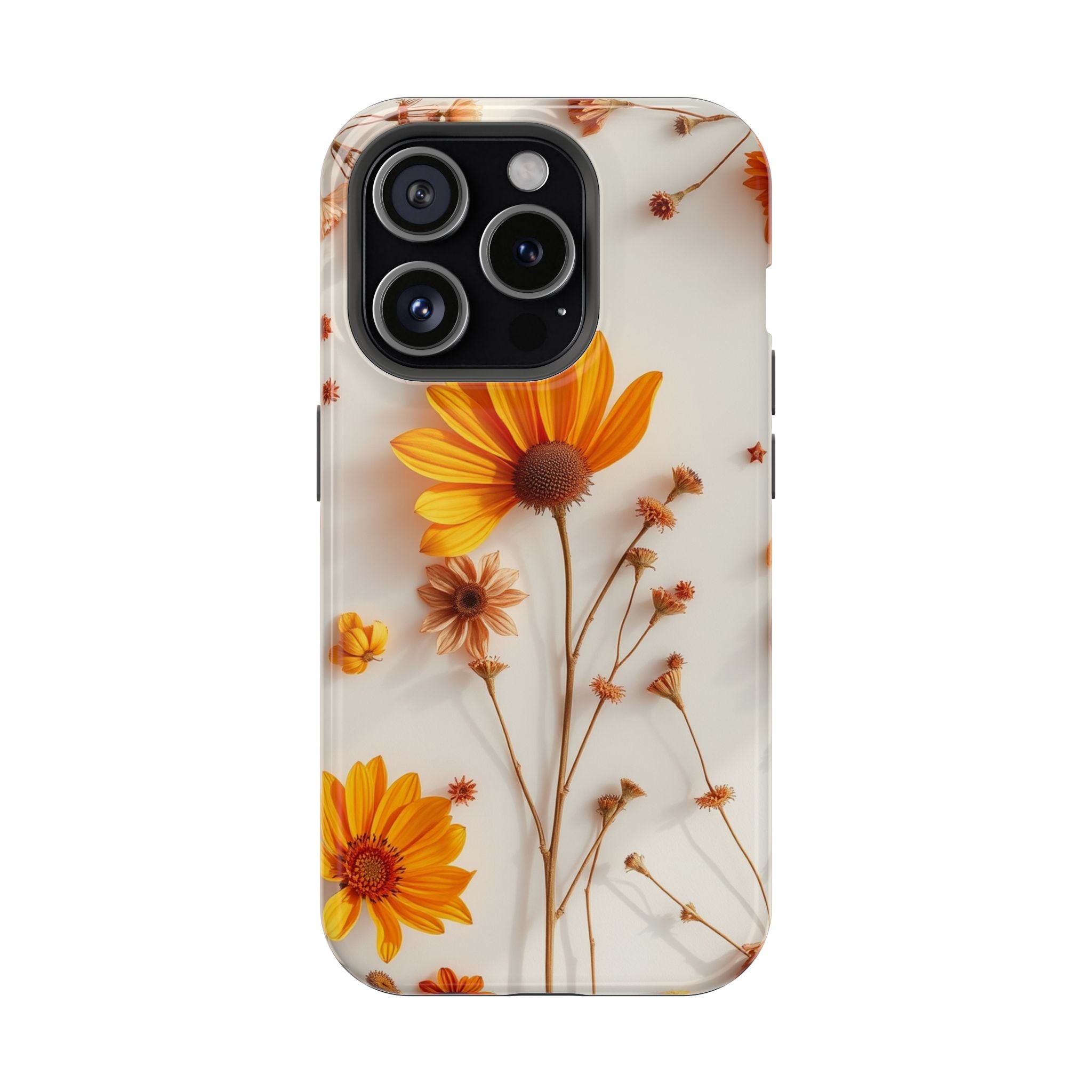 iPhone Mustard And Rust Dried Flower Flat Lay Carry Case Slim Snap Case · iPhone