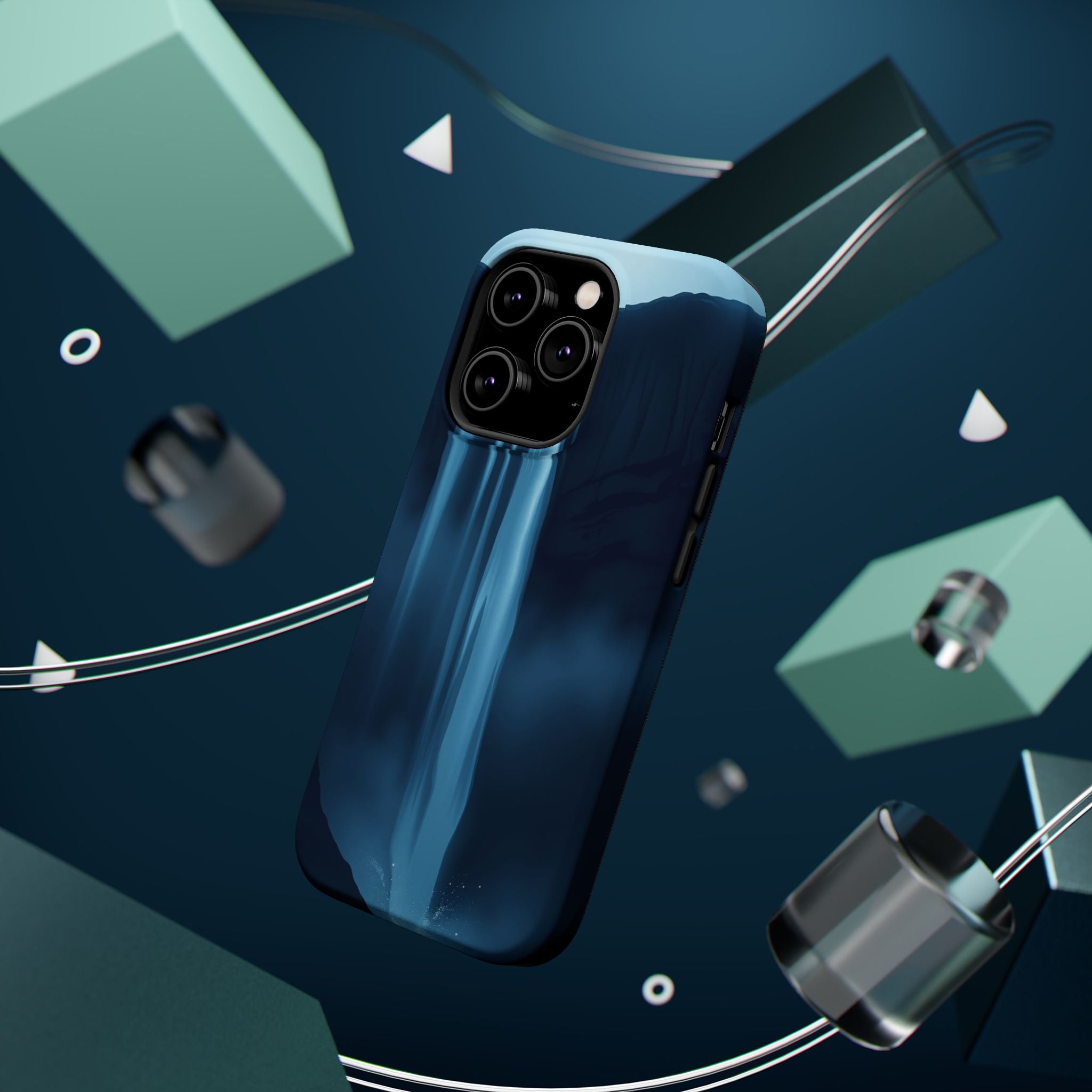 iPhone Midnight Blue And Silver Waterfall Mist Soft iPhone Finish · iPhone Case