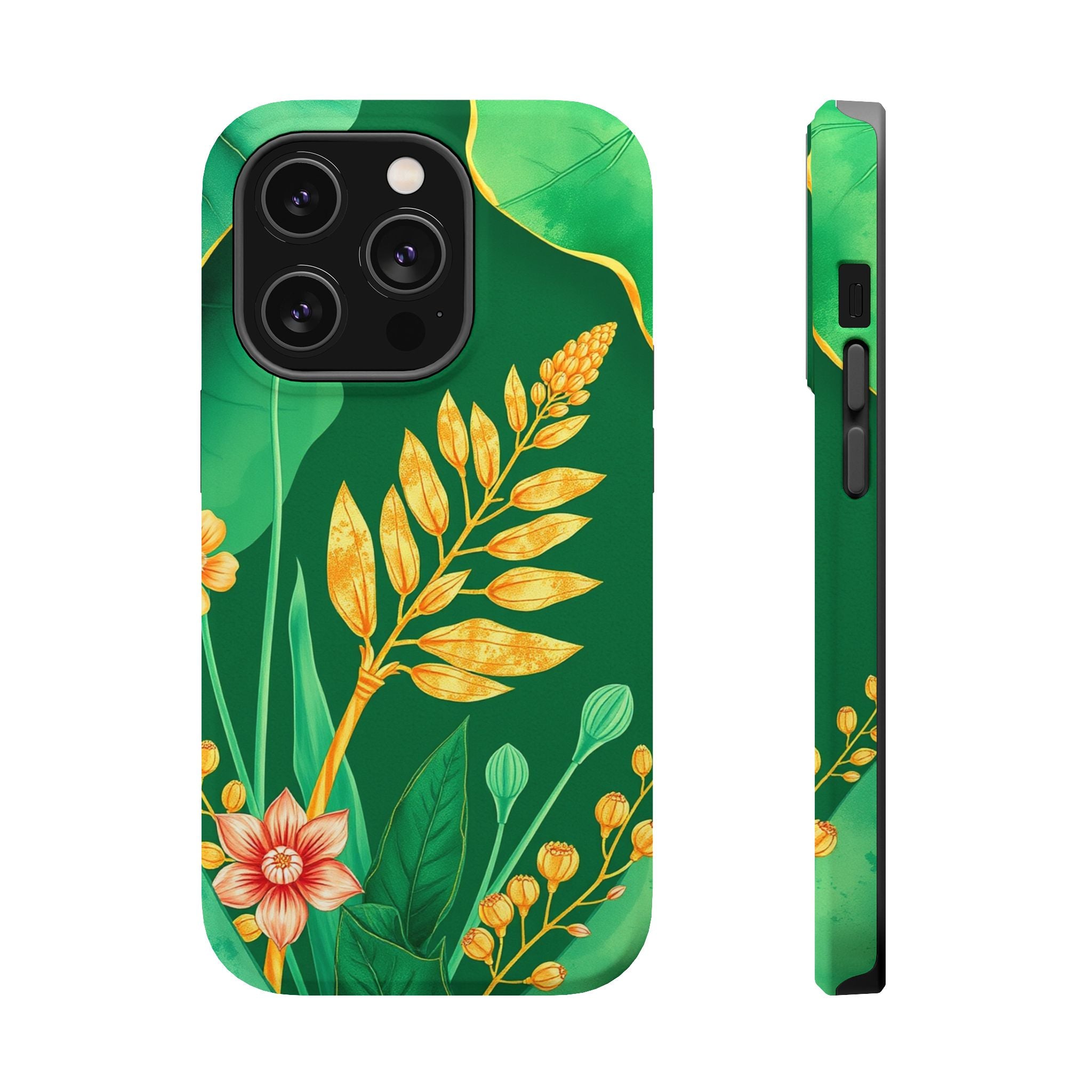 iPhone Emerald Green And Gold Botanical Illustration Ga Slim Snap Case · iPhone