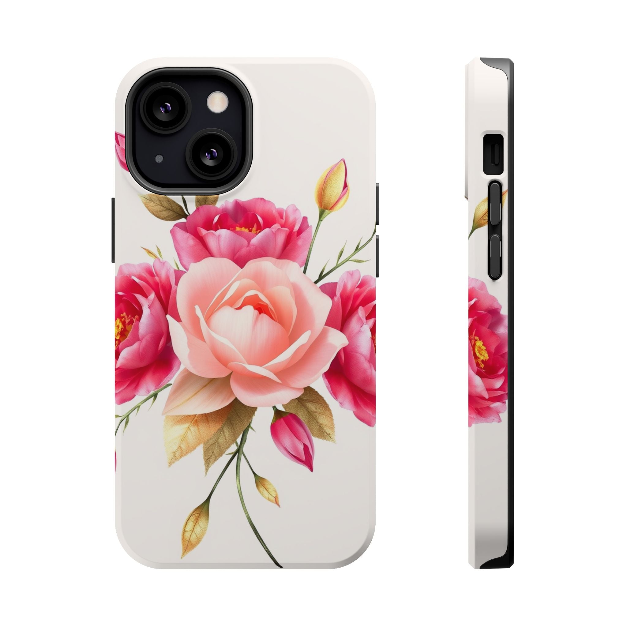 iPhone Rose Pink And Cream Neon Floral Slim Everyday Designer Case · iPhone Case
