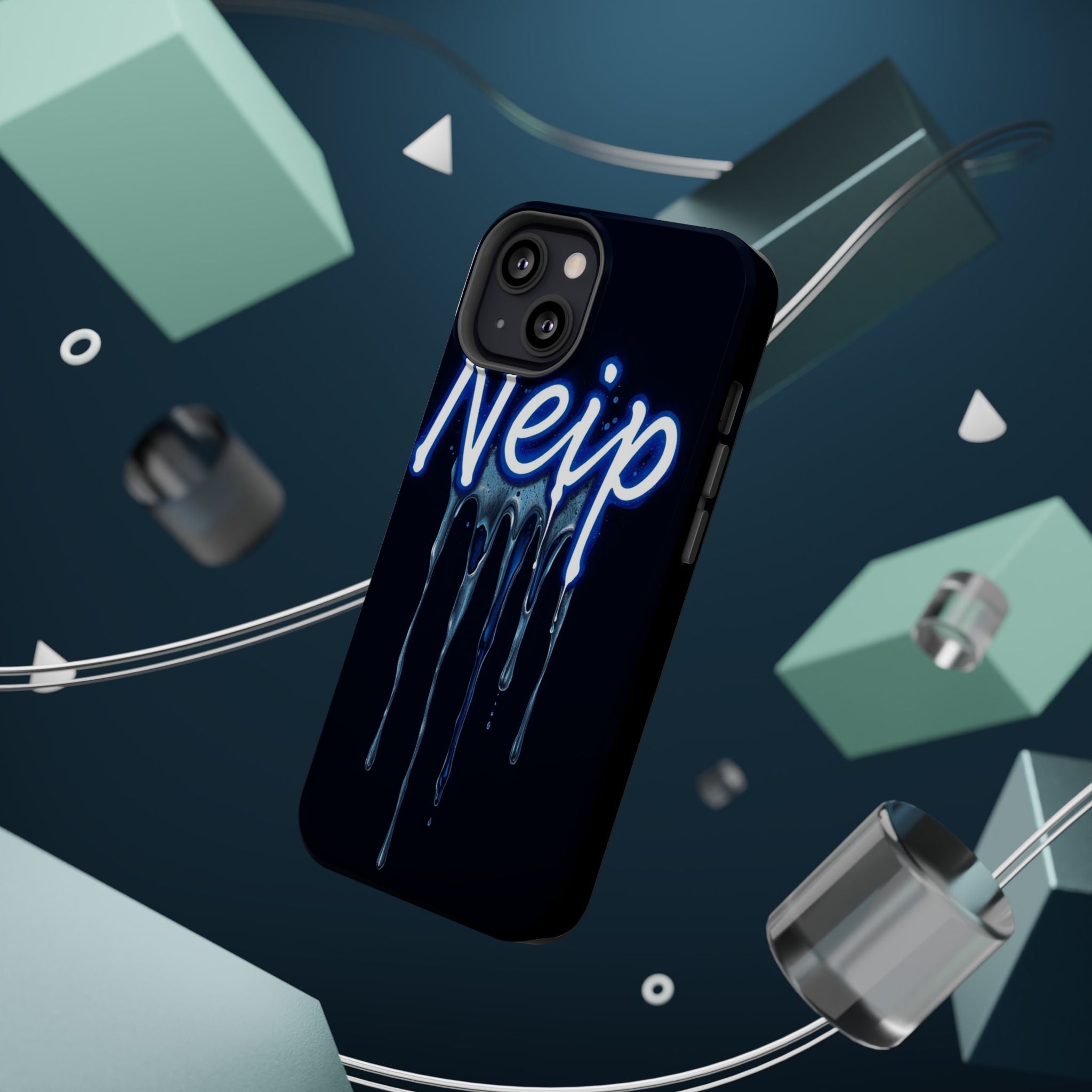 iPhone Midnight Blue And Silver Neon Drip Slim iPhone Everyday Designer · iPhone