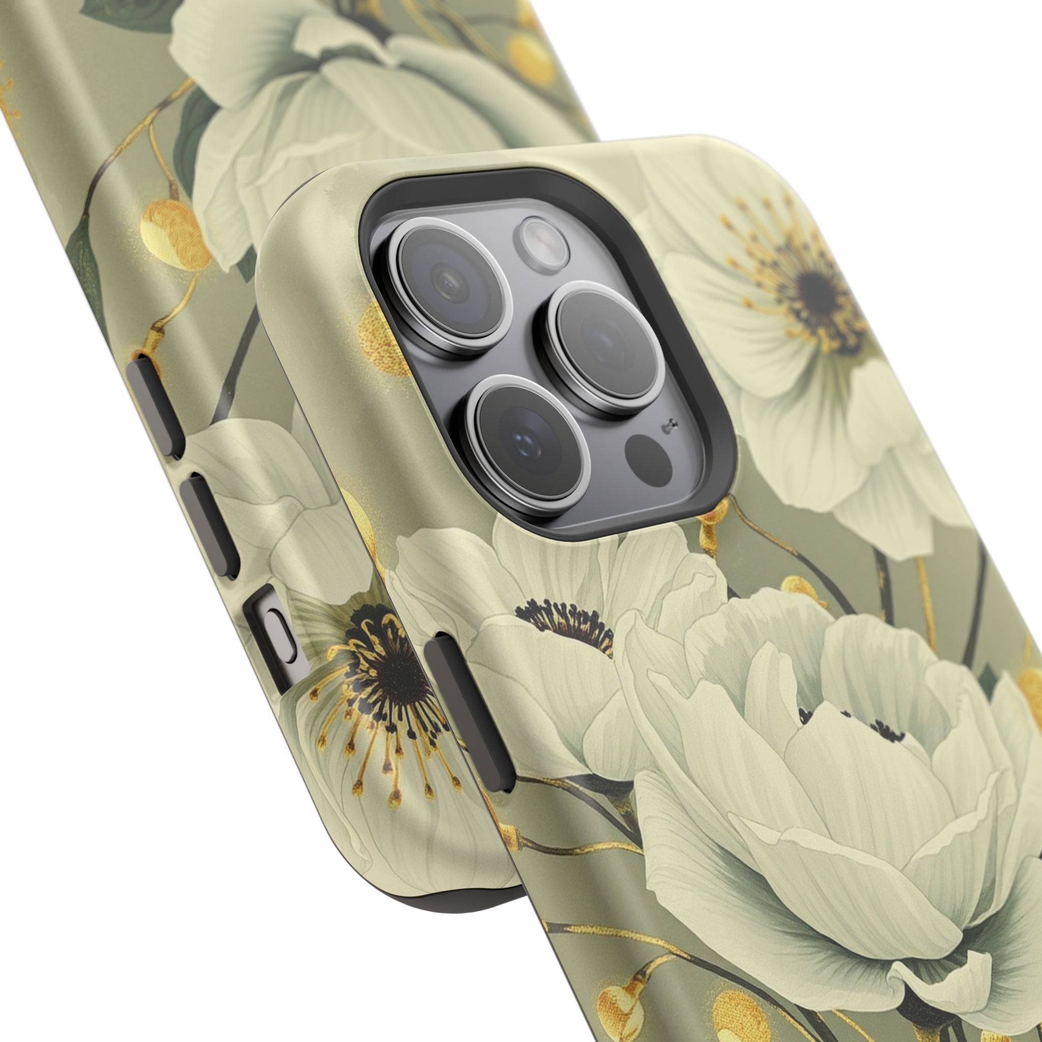 iPhone Sage And Ivory Floral Ink Wash Slim Everyday iPhone 14 Designer · iPhone