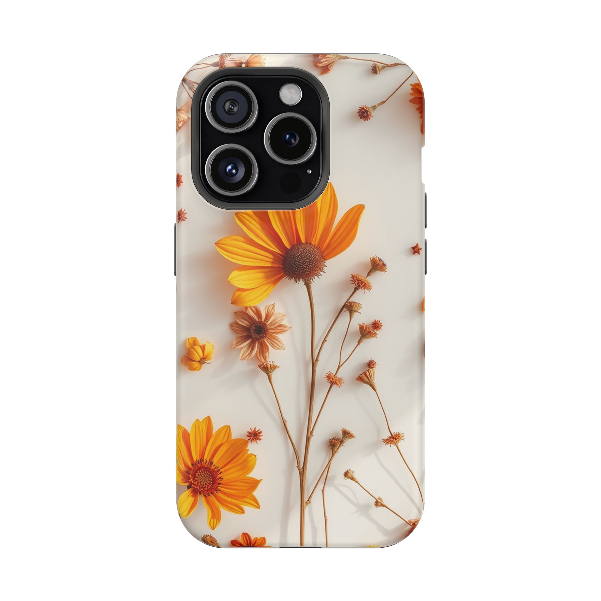 iPhone Mustard And Rust Dried Flower Flat Lay Carry Case Slim Snap Case · iPhone