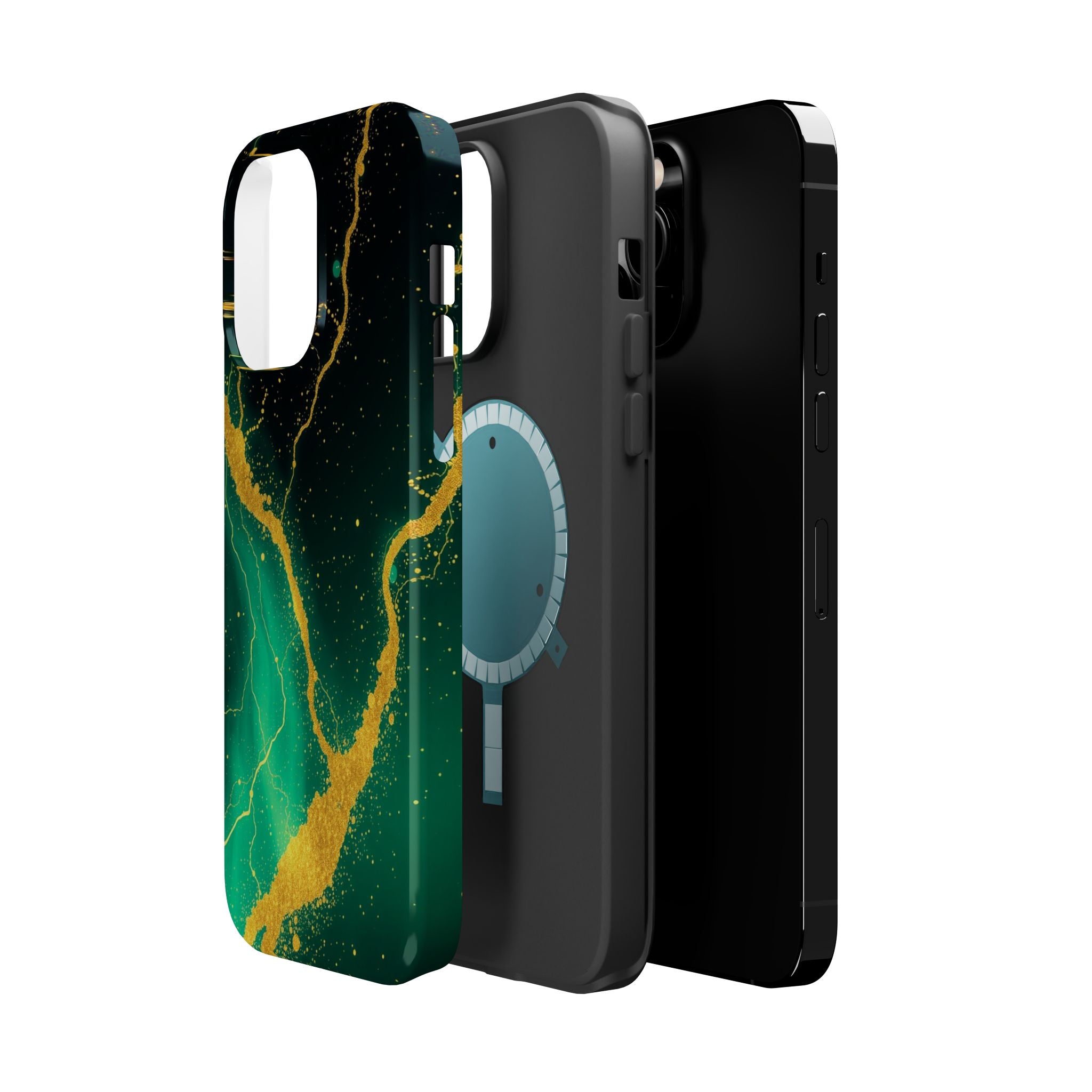 iPhone Emerald Green And Gold Petal Storm Slim iPhone Everyday Designer · iPhone